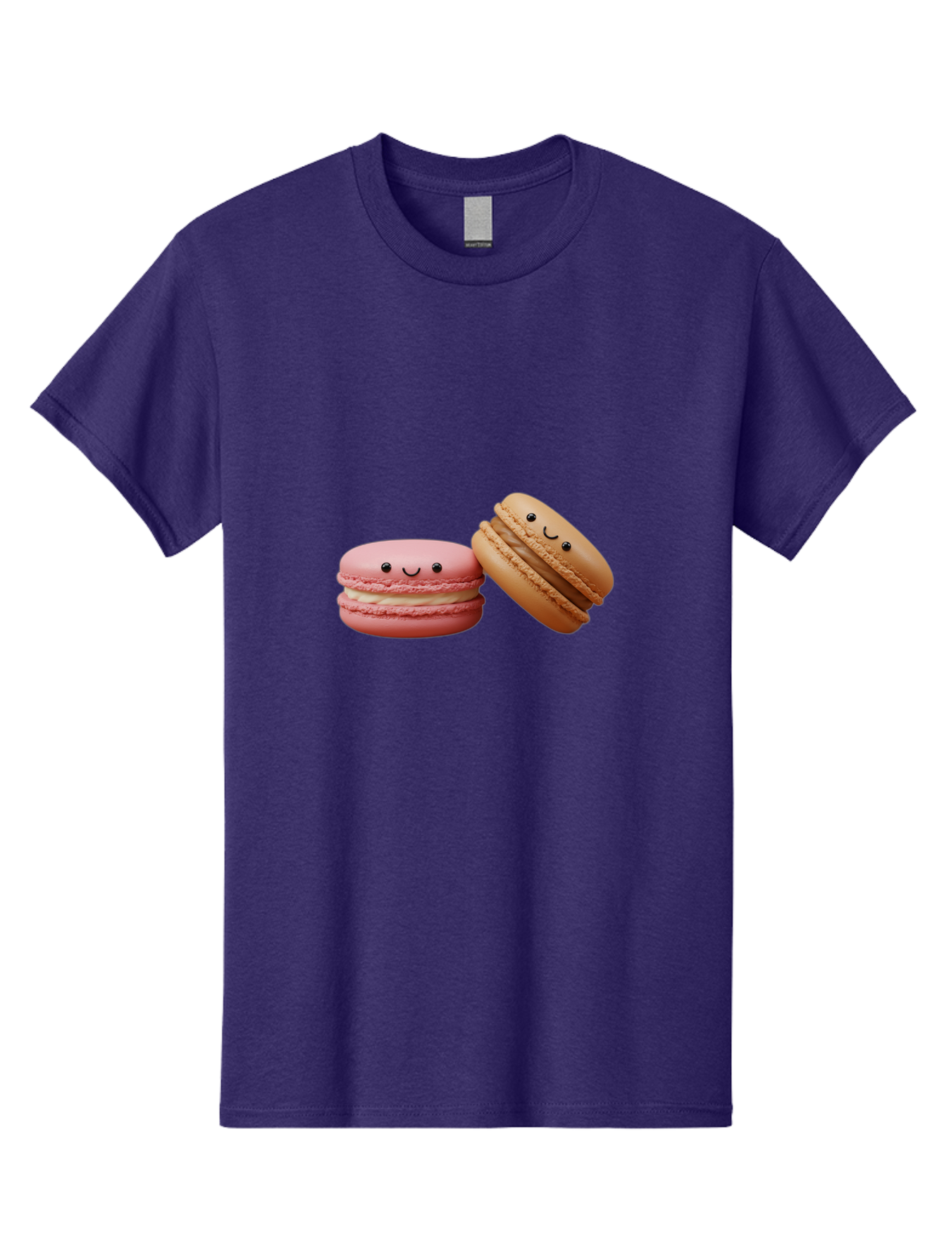 Smiling-Macarons-6 Men'S Graphic Tee, 100% Cotton, Comfortable Casual Summer Wear, Machine Washable, Pink Macaron, Beige Macaron, French Dessert, Sweet Treats, Smiling Faces, Cute Pastries, Delicious Macarons, Bakery Delights Bab423