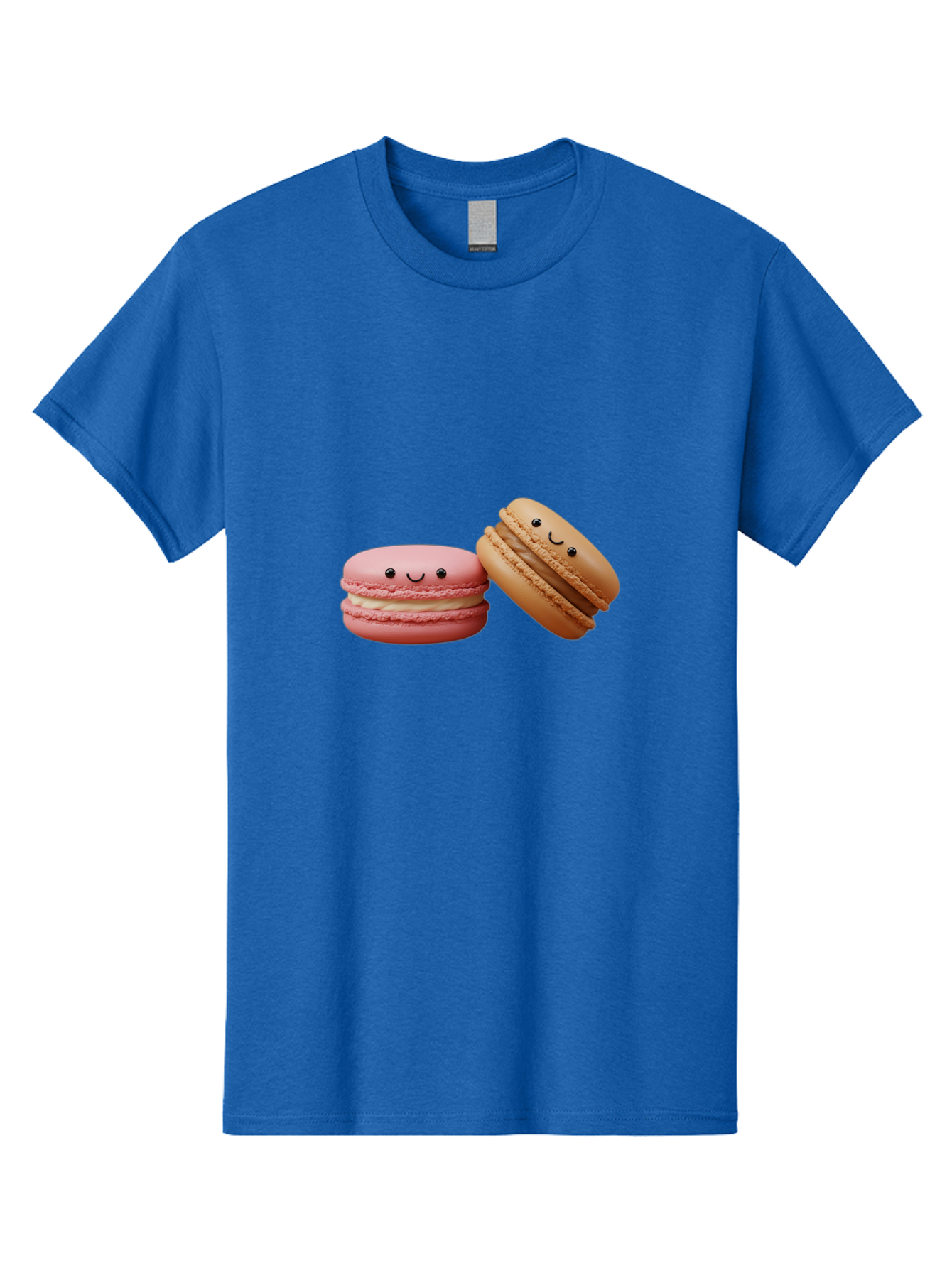 Smiling-Macarons-6 Men'S Graphic Tee, 100% Cotton, Comfortable Casual Summer Wear, Machine Washable, Pink Macaron, Beige Macaron, French Dessert, Sweet Treats, Smiling Faces, Cute Pastries, Delicious Macarons, Bakery Delights Bab423