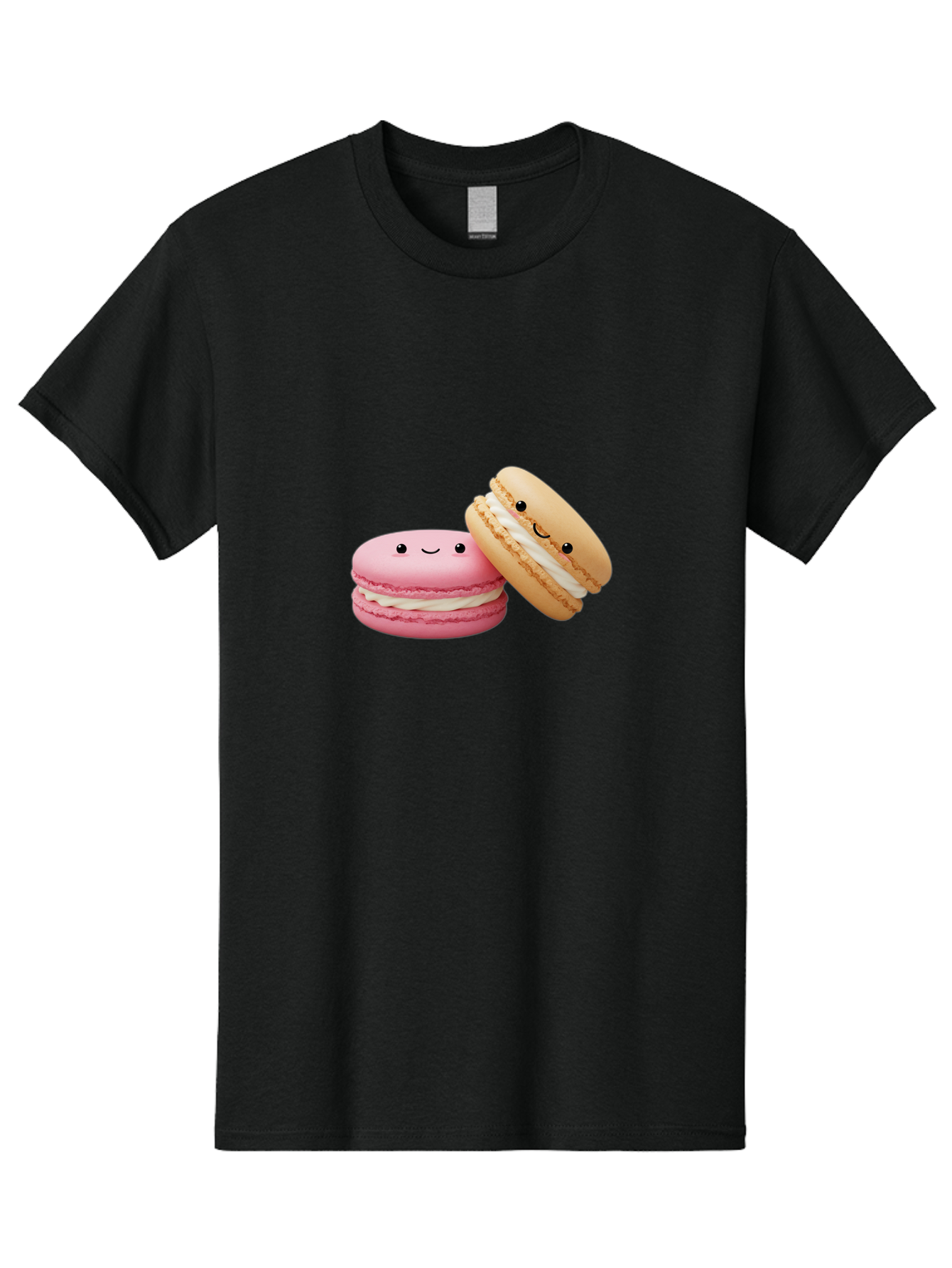 Smiling-Macarons Men'S Graphic Tee, 100% Cotton, Comfortable Casual Summer Wear, Machine Washable, Pink Macaron, Beige Macaron, Smiling Faces, Cute Desserts, White Filling, Adorable Treats, French Pastries, Sweet Delights Bab424