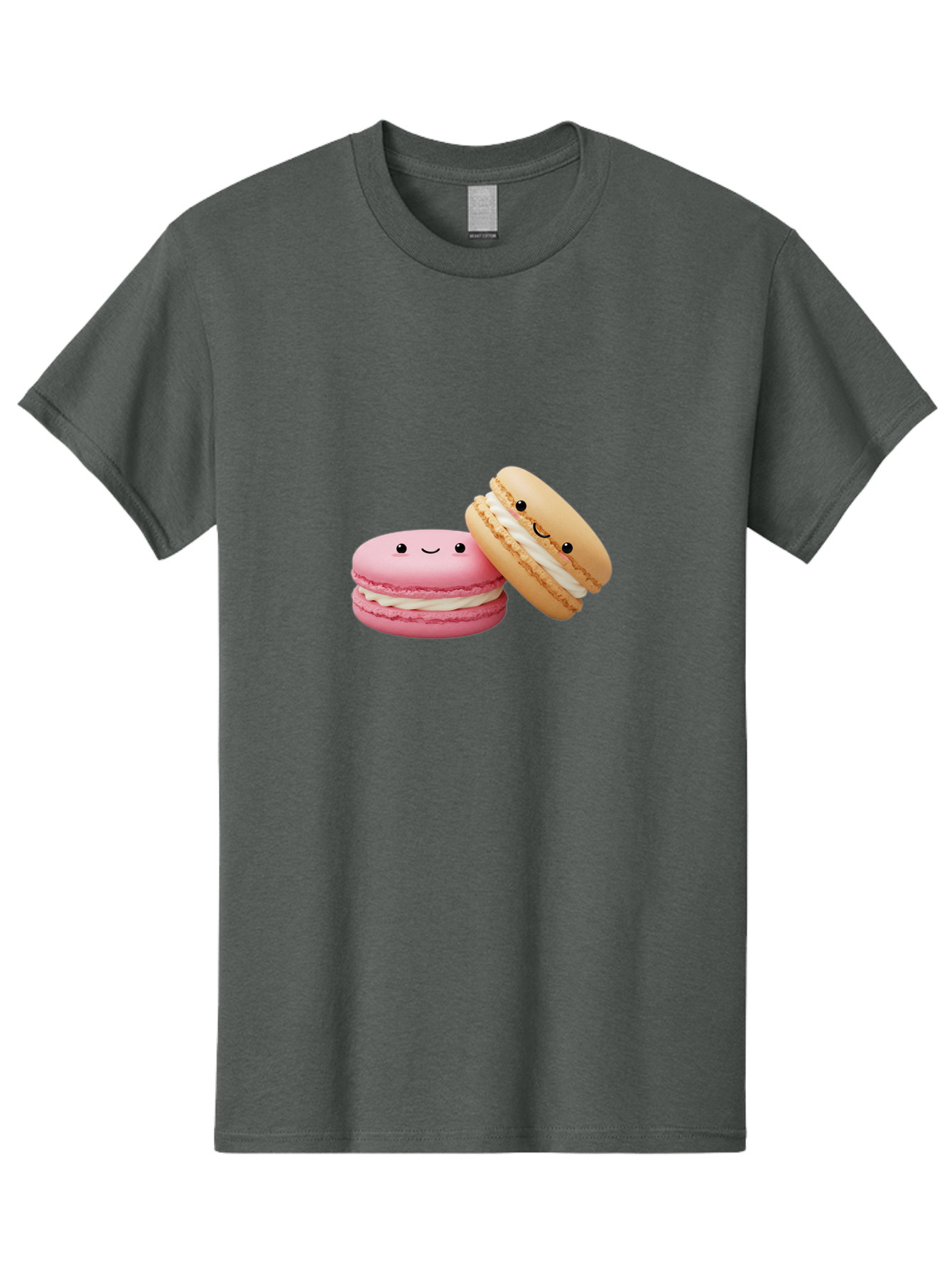 Smiling-Macarons Men'S Graphic Tee, 100% Cotton, Comfortable Casual Summer Wear, Machine Washable, Pink Macaron, Beige Macaron, Smiling Faces, Cute Desserts, White Filling, Adorable Treats, French Pastries, Sweet Delights Bab424
