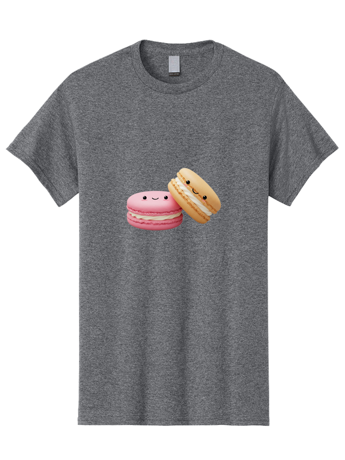 Smiling-Macarons Men'S Graphic Tee, 100% Cotton, Comfortable Casual Summer Wear, Machine Washable, Pink Macaron, Beige Macaron, Smiling Faces, Cute Desserts, White Filling, Adorable Treats, French Pastries, Sweet Delights Bab424