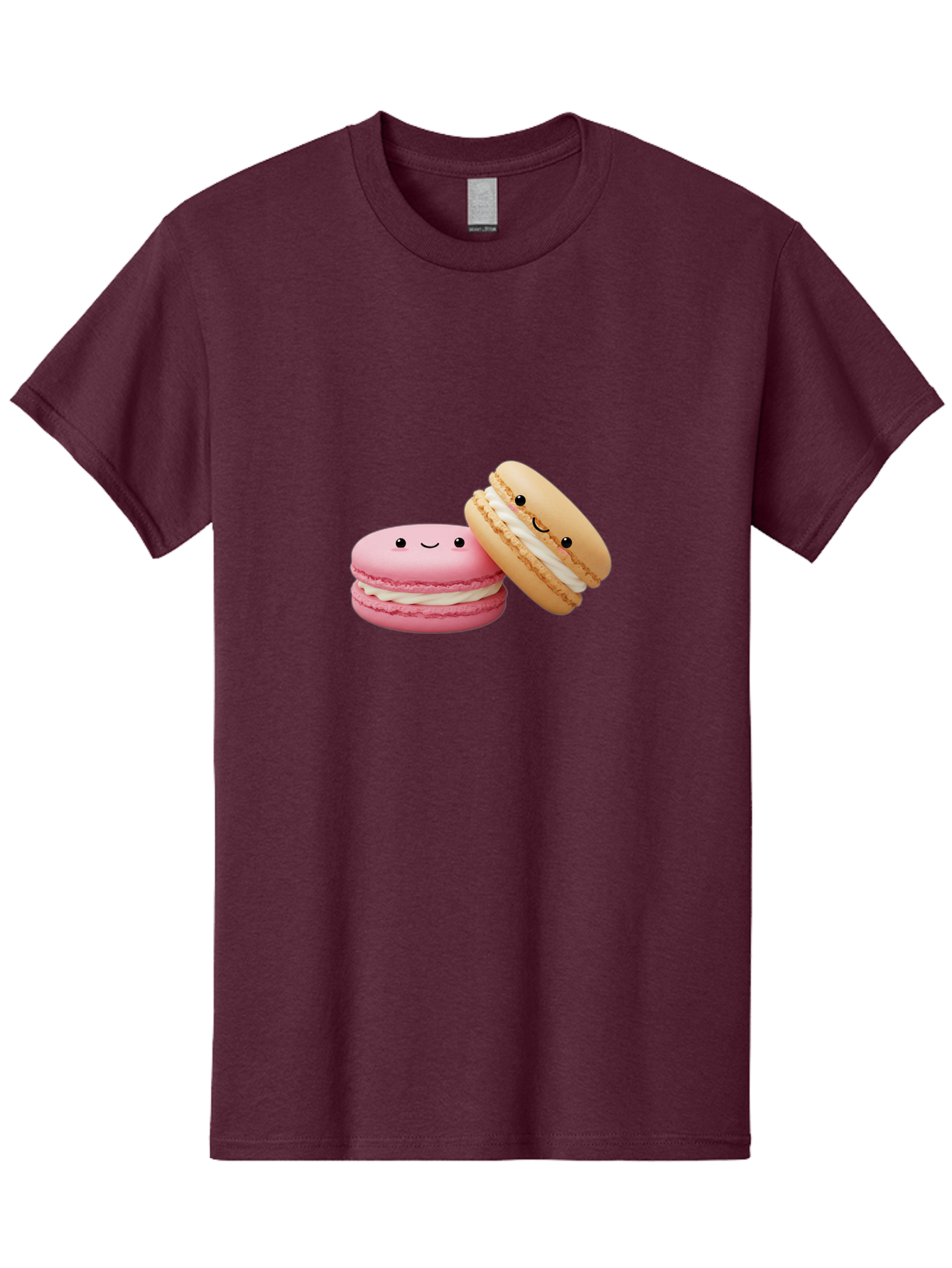 Smiling-Macarons Men'S Graphic Tee, 100% Cotton, Comfortable Casual Summer Wear, Machine Washable, Pink Macaron, Beige Macaron, Smiling Faces, Cute Desserts, White Filling, Adorable Treats, French Pastries, Sweet Delights Bab424