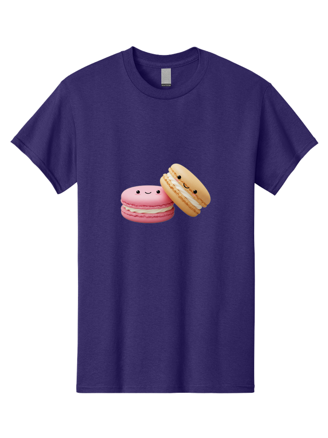 Smiling-Macarons Men'S Graphic Tee, 100% Cotton, Comfortable Casual Summer Wear, Machine Washable, Pink Macaron, Beige Macaron, Smiling Faces, Cute Desserts, White Filling, Adorable Treats, French Pastries, Sweet Delights Bab424