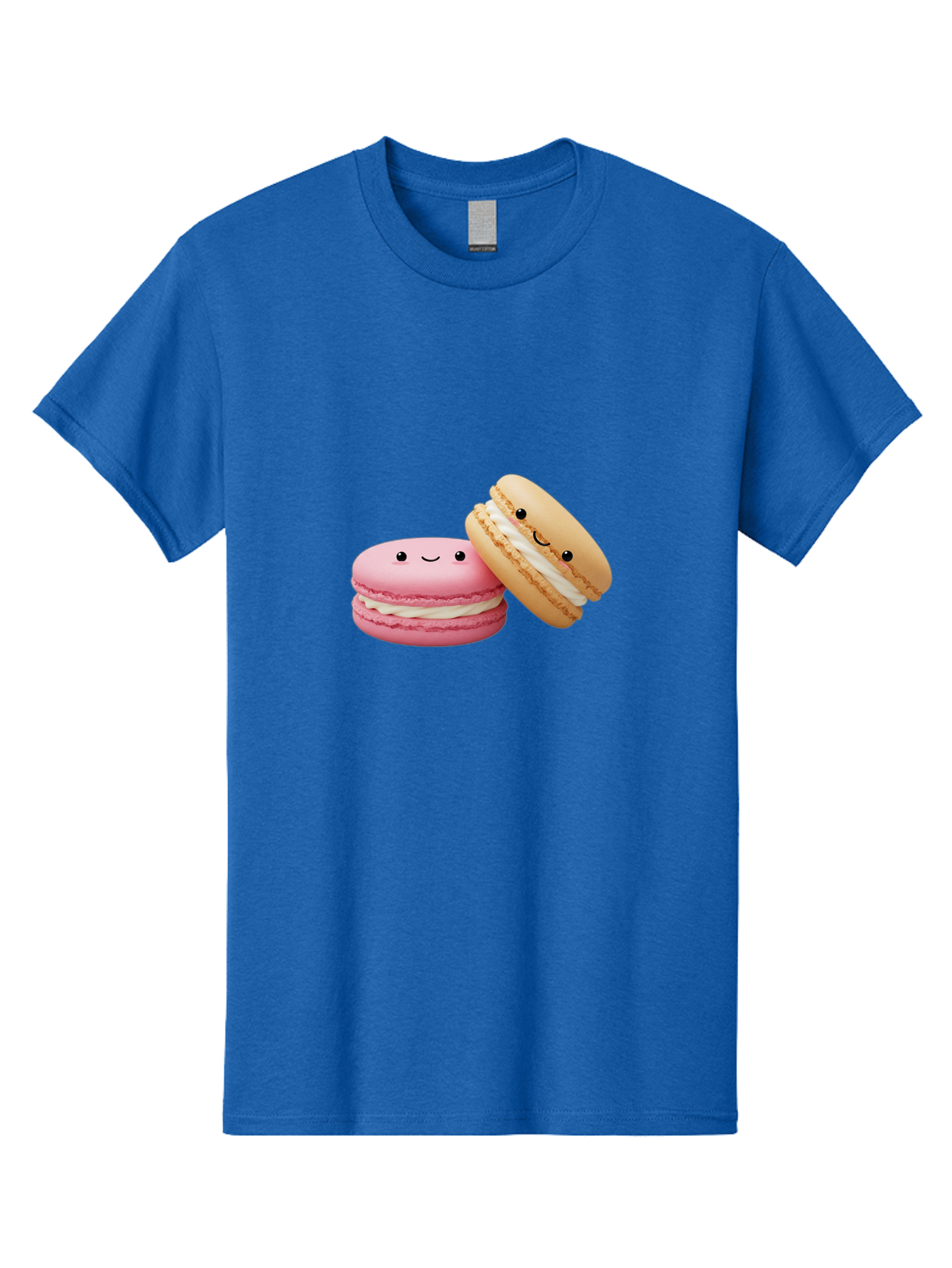 Smiling-Macarons Men'S Graphic Tee, 100% Cotton, Comfortable Casual Summer Wear, Machine Washable, Pink Macaron, Beige Macaron, Smiling Faces, Cute Desserts, White Filling, Adorable Treats, French Pastries, Sweet Delights Bab424