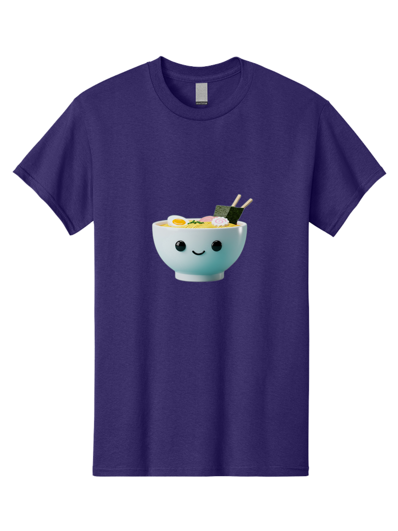 Smiling-Ramen-Bowl Men'S Graphic Tee, 100% Cotton, Comfortable Casual Summer Wear, Machine Washable, Steaming Bowl Of Ramen, Japanese Cuisine, Kawaii Food, Cartoon Character, Noodle Soup, Boiled Egg, Seaweed, Chopsticks, Smiling Face, Bab426