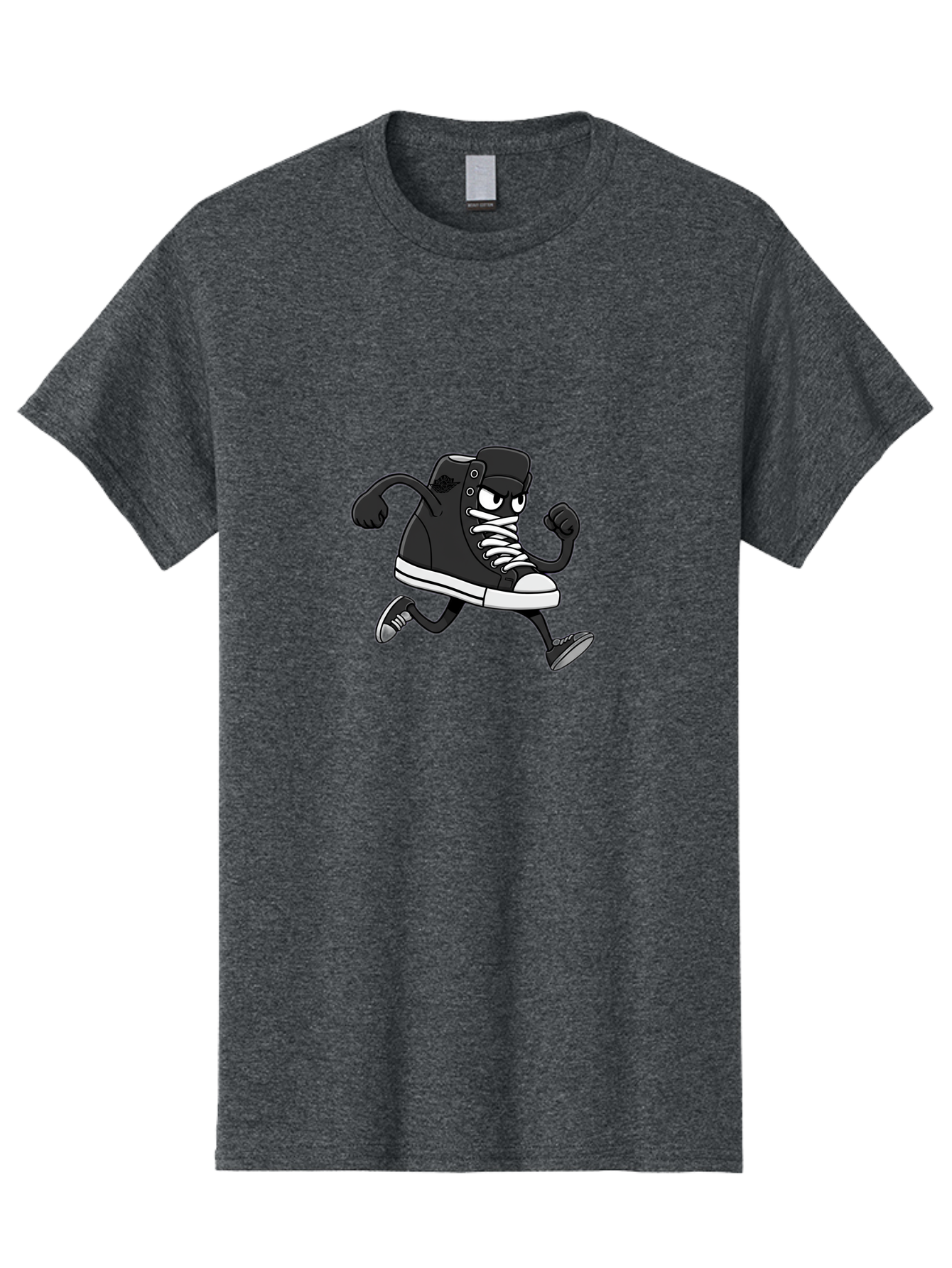 Sneaker-Character Men'S Graphic Tee, 100% Cotton, Comfortable Casual Summer Wear, Machine Washable, Cartoon Sneaker, Running Shoe, Black Converse, White Laces, Funny Character, Animated Footwear, Playful Design, Comic Illustration Bab429