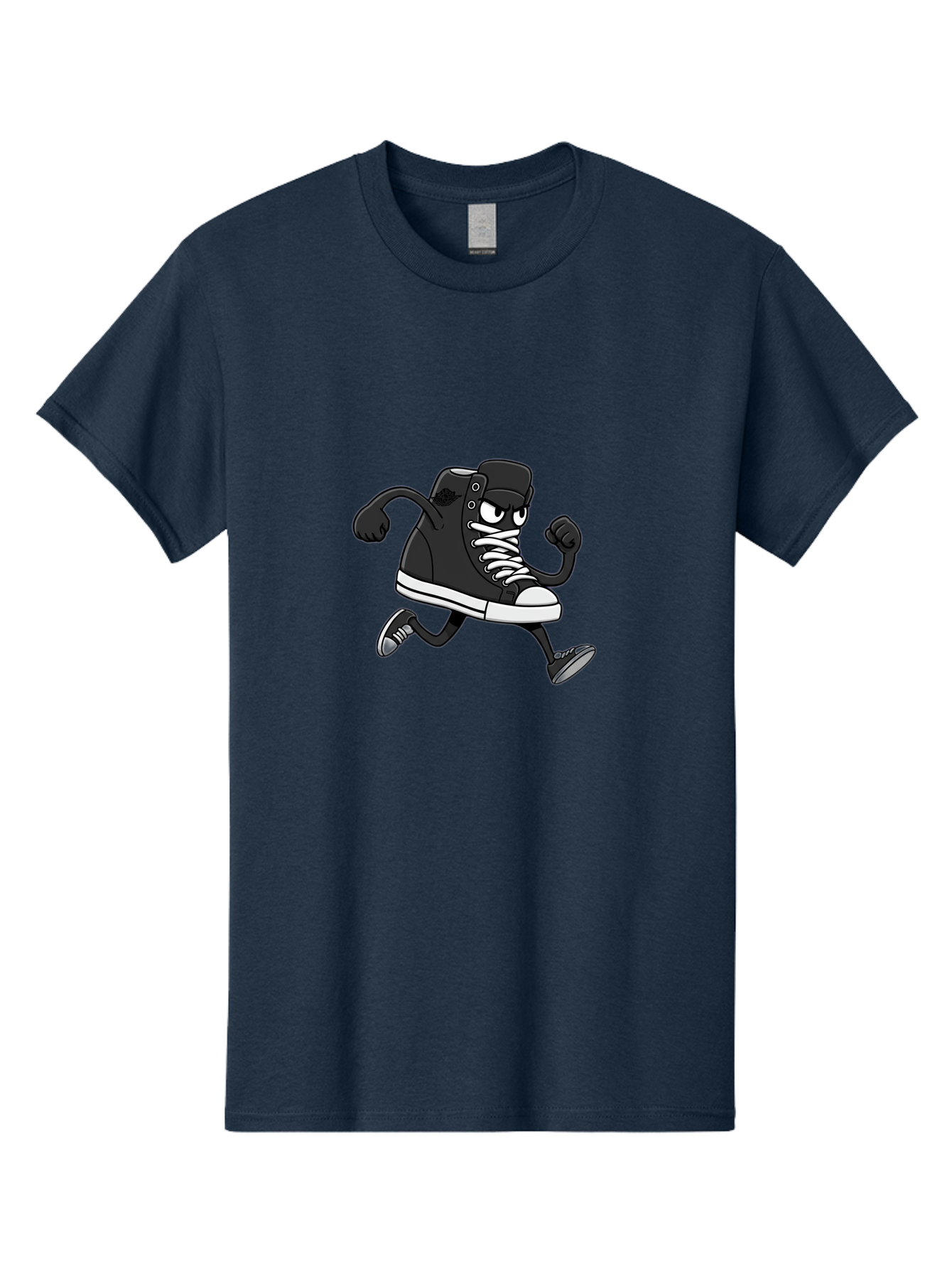 Sneaker-Character Men'S Graphic Tee, 100% Cotton, Comfortable Casual Summer Wear, Machine Washable, Cartoon Sneaker, Running Shoe, Black Converse, White Laces, Funny Character, Animated Footwear, Playful Design, Comic Illustration Bab429