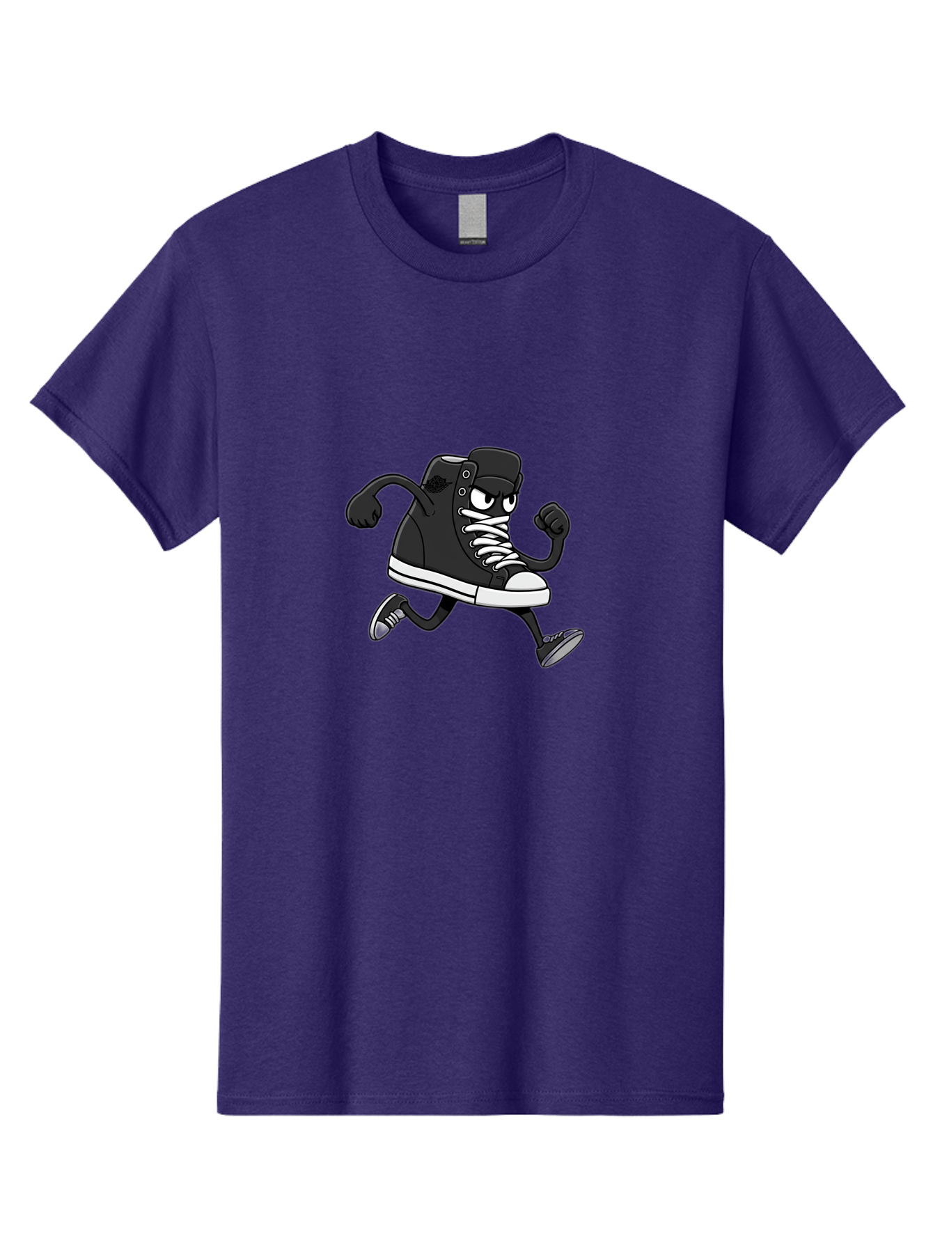 Sneaker-Character Men'S Graphic Tee, 100% Cotton, Comfortable Casual Summer Wear, Machine Washable, Cartoon Sneaker, Running Shoe, Black Converse, White Laces, Funny Character, Animated Footwear, Playful Design, Comic Illustration Bab429