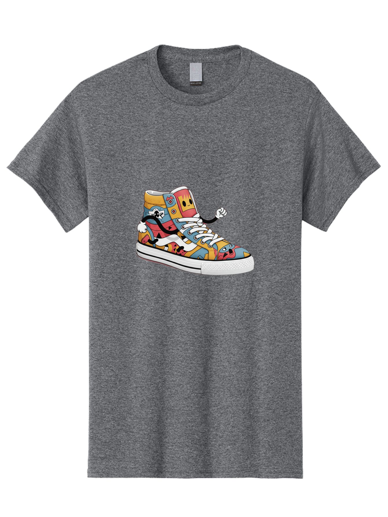 Sneaker Men'S Graphic Tee, 100% Cotton, Comfortable Casual Summer Wear, Machine Washable, Sneaker With Emojis, Cartoon Shoe, Colorful Footwear, Playful Design, Funky Style, Emoji Fashion, Streetwear, Animated Sneaker, Vibrant Colors Bab430