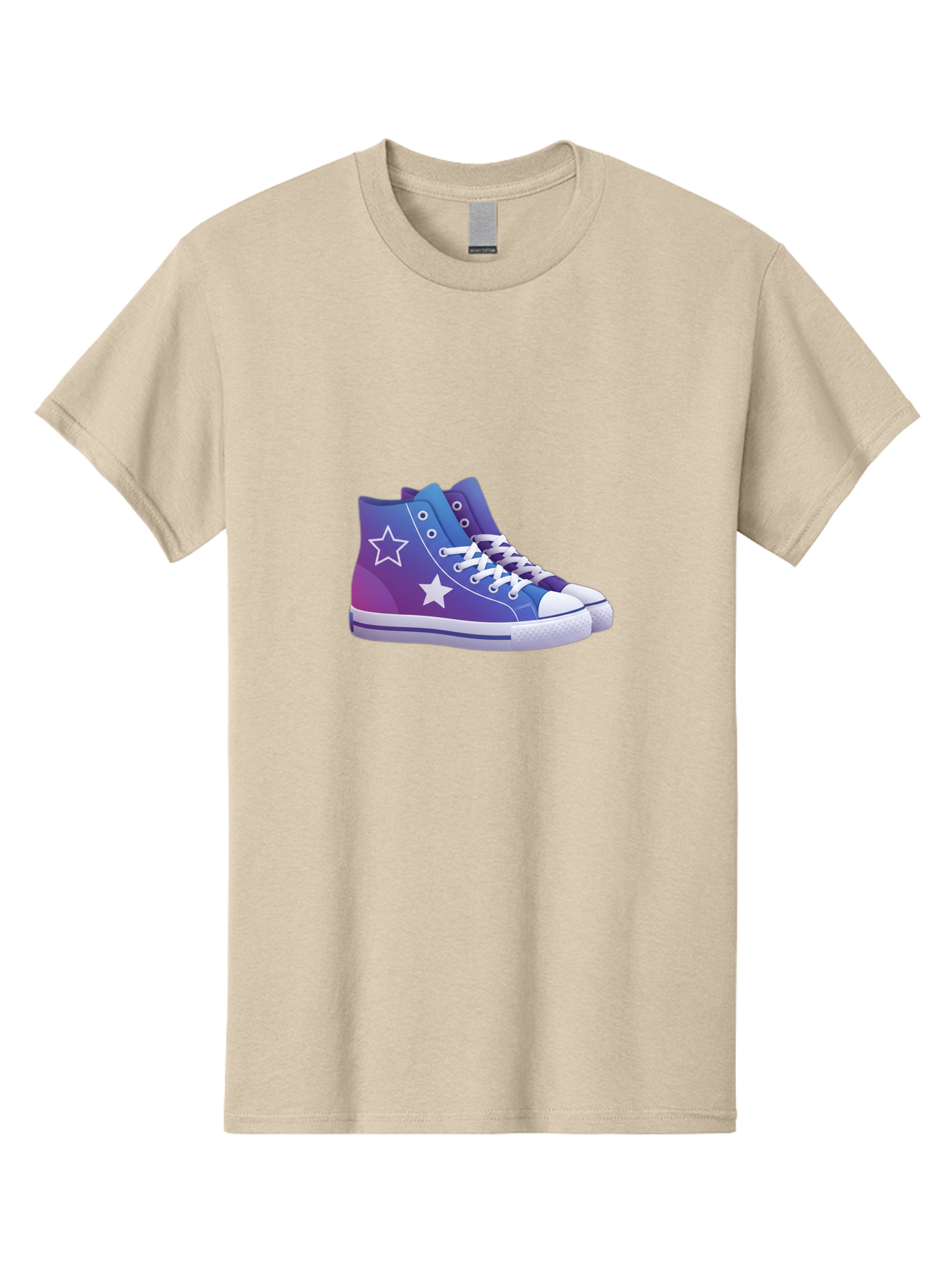 Sneakers-With-Stars Men'S Graphic Tee, 100% Cotton, Comfortable Casual Summer Wear, Machine Washable, Sneakers With Star Design, Purple Sneakers, Blue Sneakers, White Laces, Gradient Effect, Colorful Footwear, Streetwear Style, Casual Shoes, Bab433