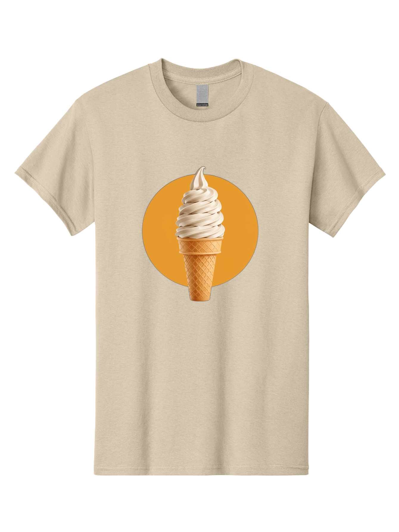 Soft-Serve-Ice-Cream-Cone-1 Men'S Graphic Tee, 100% Cotton, Comfortable Casual Summer Wear, Machine Washable, Soft Serve Ice Cream, Ice Cream Cone, Waffle Cone, Vanilla Ice Cream, Swirly Ice Cream, Summer Treats, Dessert, Sweet Tooth, Bab434