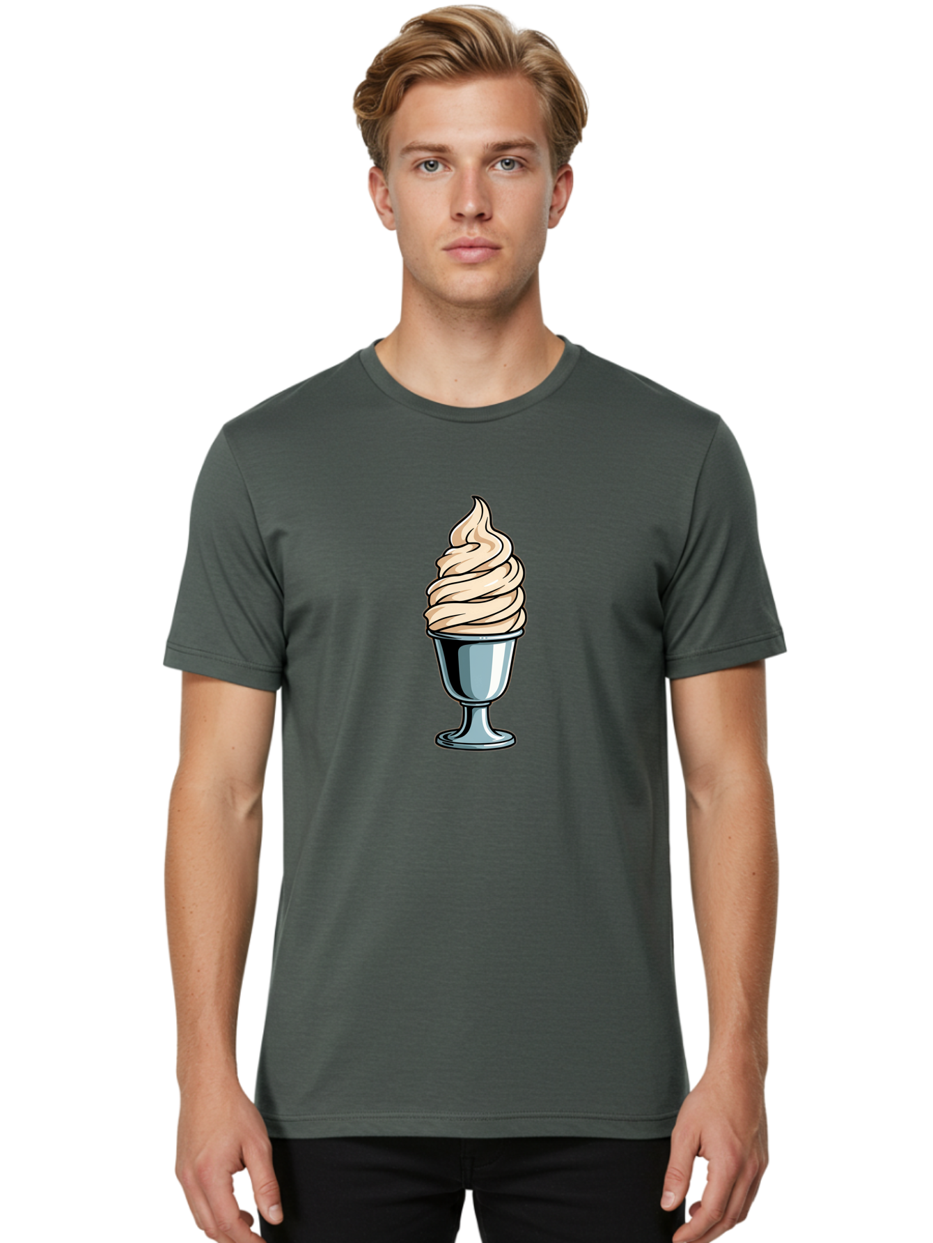 Soft-Serve Men'S Graphic Tee, 100% Cotton, Comfortable Casual Summer Wear, Machine Washable, Soft Serve Ice Cream, Frozen Dessert, Creamy Texture, Ice Cream Treat, Sweet Indulgence, Cold Comfort, Summer Delight, Dessert Lover, Tasty Pleasure Bab437