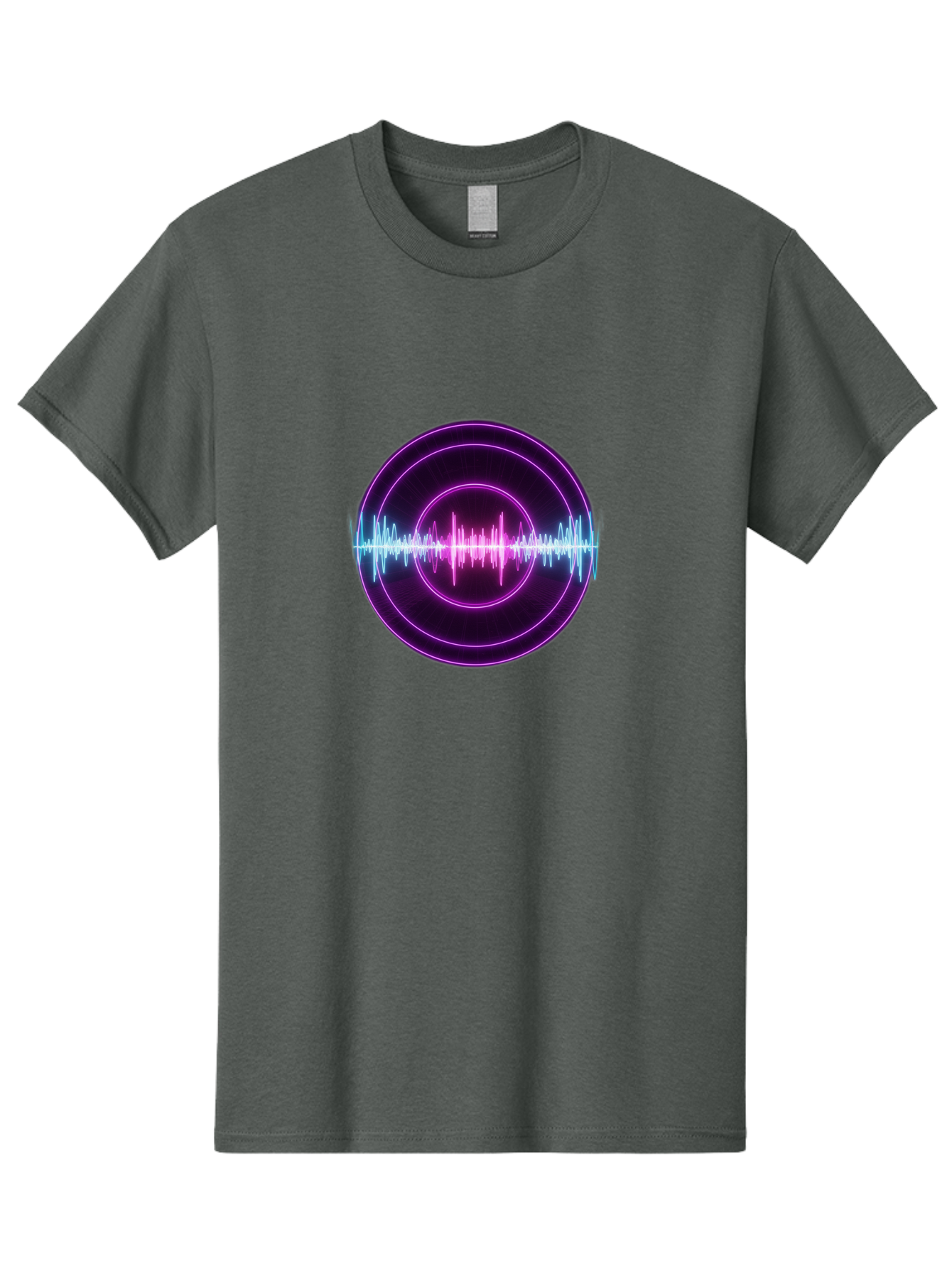 Sound-Wave Men'S Graphic Tee, 100% Cotton, Comfortable Casual Summer Wear, Machine Washable, Sound Wave, Audio Signal, Purple Neon Lights, Futuristic Design, Music Visualizer, Waveform Graphic, Digital Art, Glowing Effect Bab439