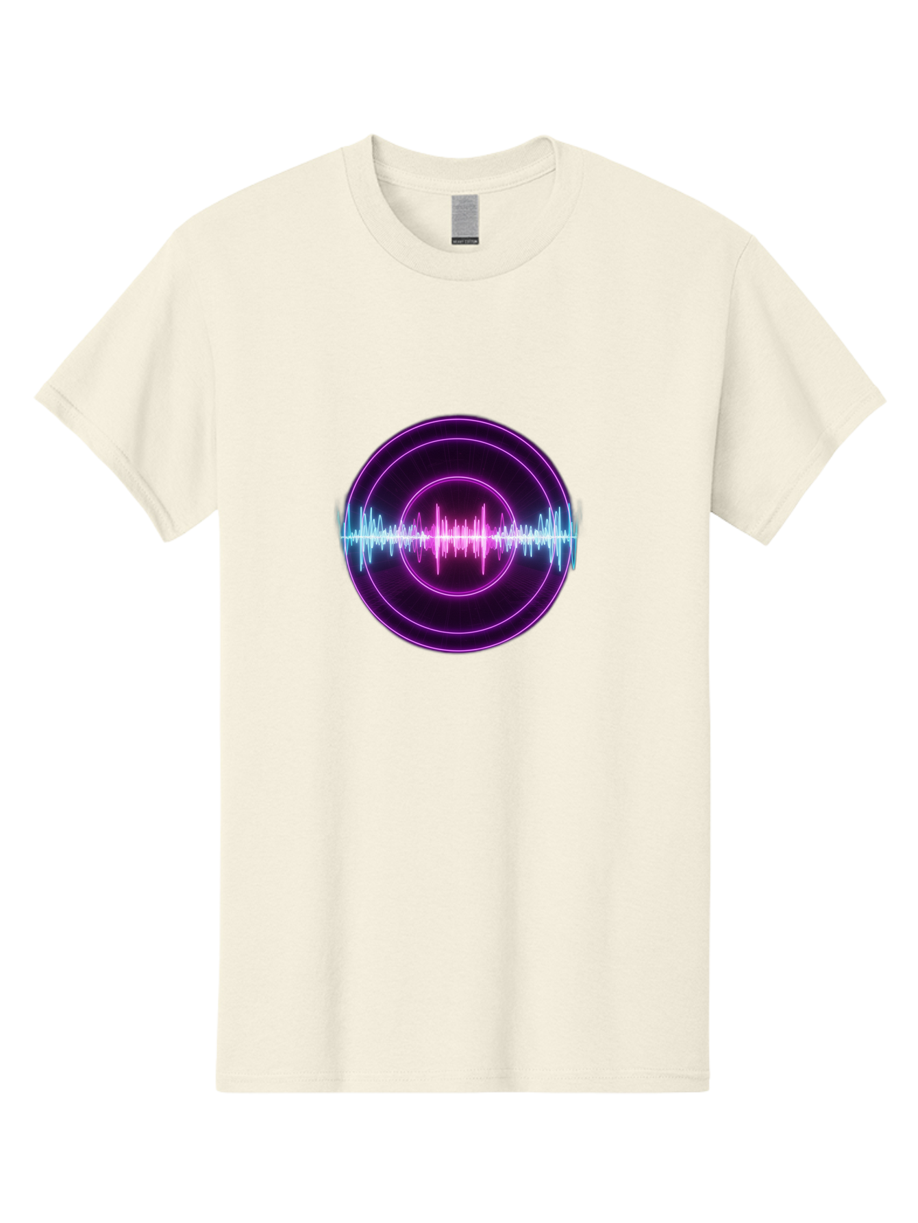 Sound-Wave Men'S Graphic Tee, 100% Cotton, Comfortable Casual Summer Wear, Machine Washable, Sound Wave, Audio Signal, Purple Neon Lights, Futuristic Design, Music Visualizer, Waveform Graphic, Digital Art, Glowing Effect Bab439