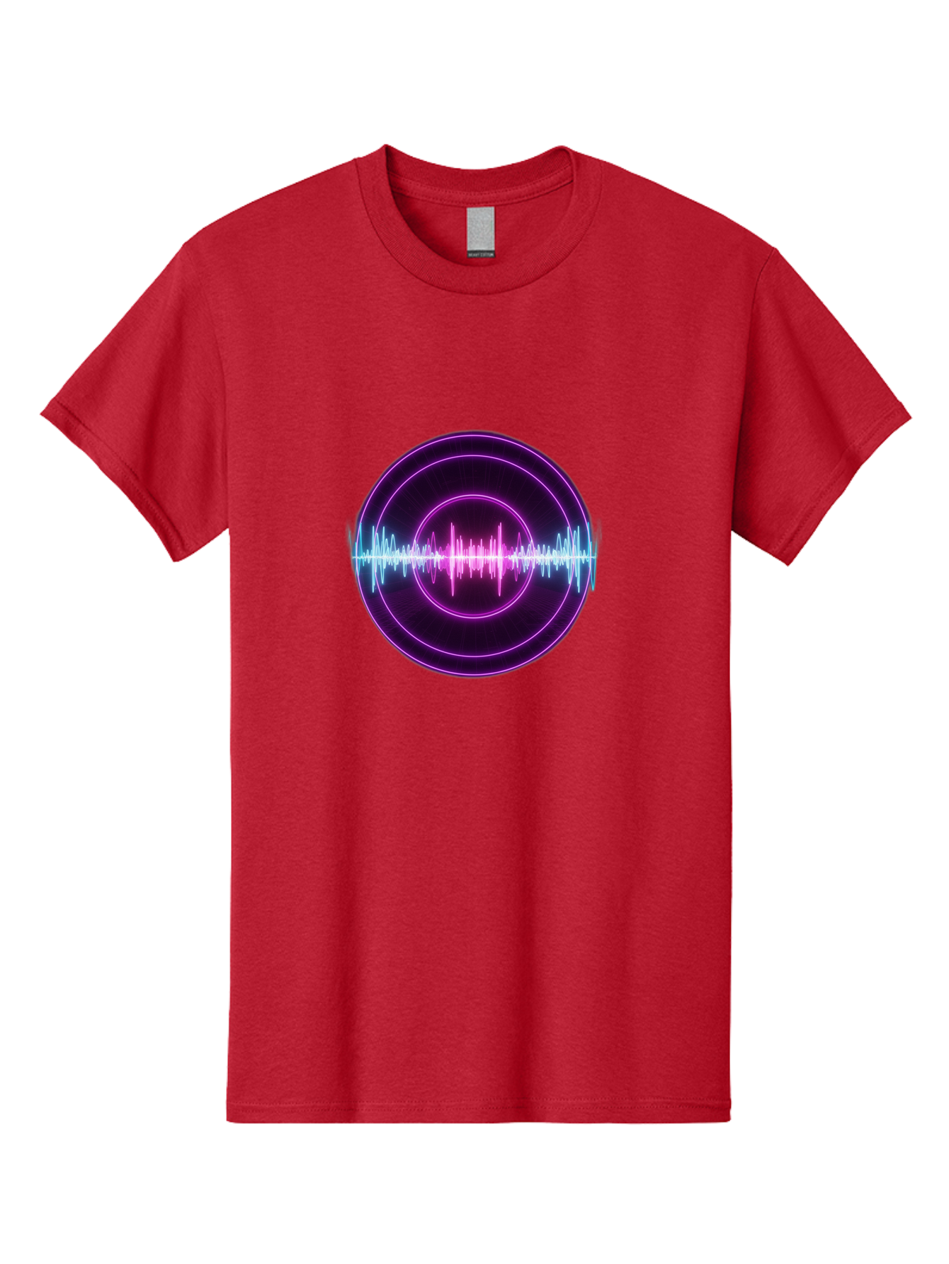 Sound-Wave Men'S Graphic Tee, 100% Cotton, Comfortable Casual Summer Wear, Machine Washable, Sound Wave, Audio Signal, Purple Neon Lights, Futuristic Design, Music Visualizer, Waveform Graphic, Digital Art, Glowing Effect Bab439