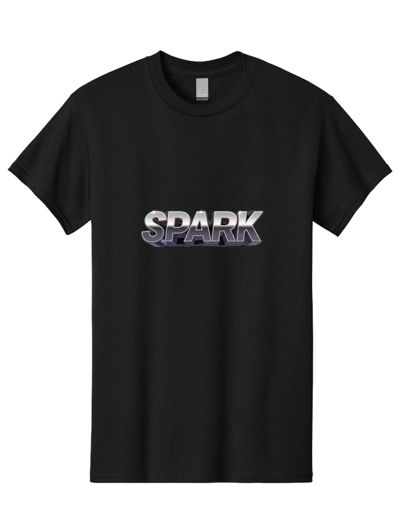 Spark Men'S Graphic Tee, 100% Cotton, Comfortable Casual Summer Wear, Machine Washable, Spark, Silver Text, Bold Font, Inspirational Quote, Motivation, Energy, Creativity, Dynamic Design, Modern Style Bab441