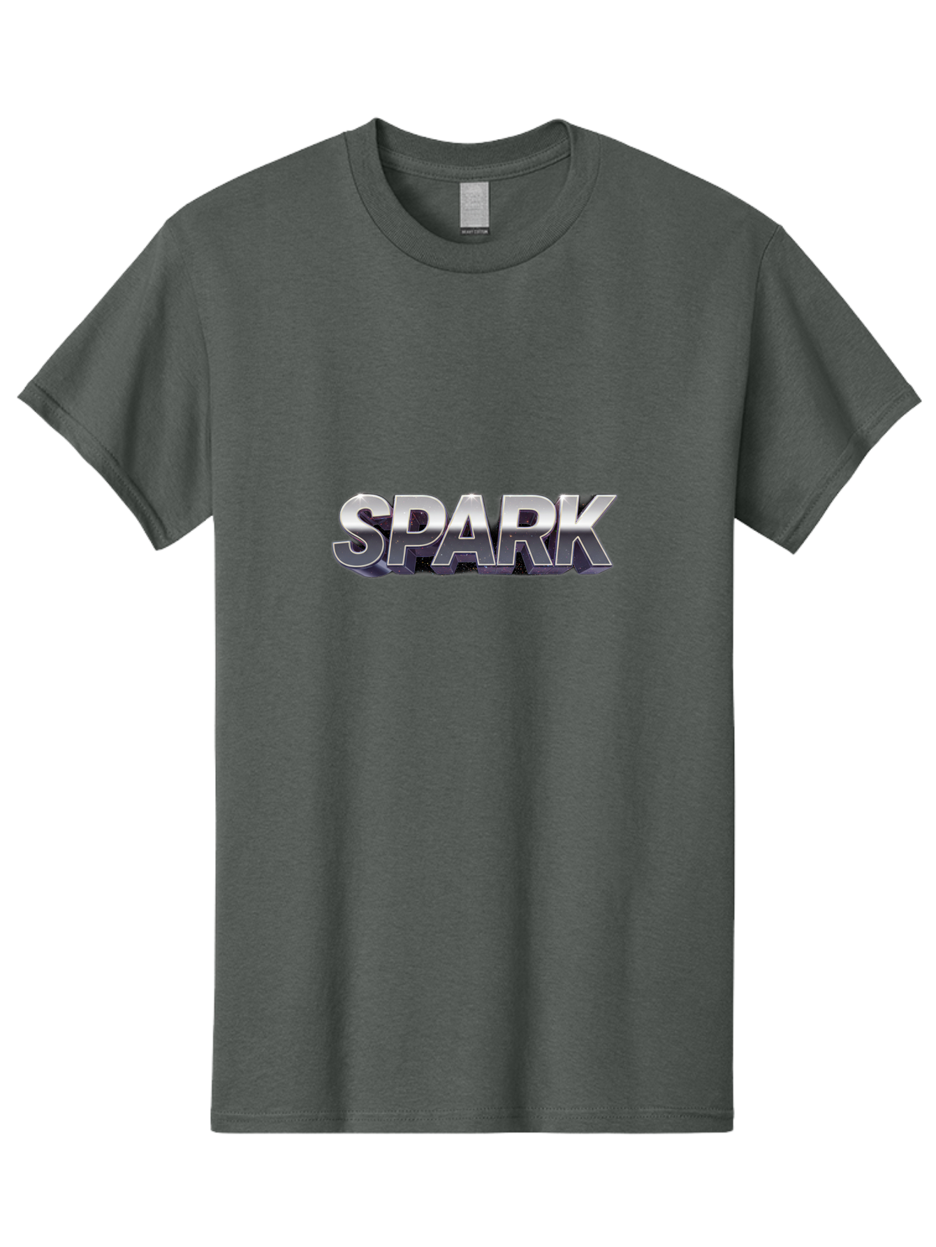 Spark Men'S Graphic Tee, 100% Cotton, Comfortable Casual Summer Wear, Machine Washable, Spark, Silver Text, Bold Font, Inspirational Quote, Motivation, Energy, Creativity, Dynamic Design, Modern Style Bab441