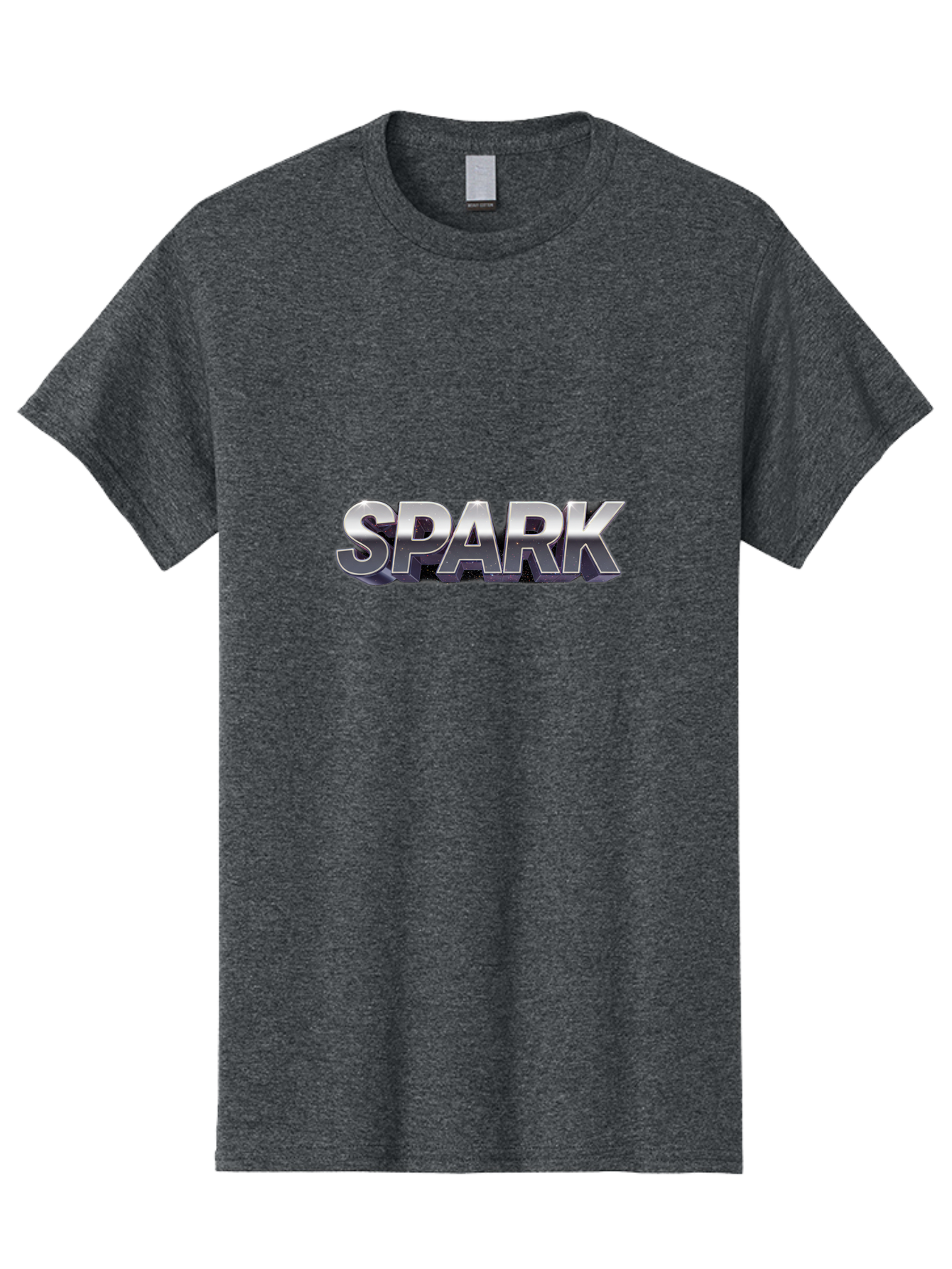 Spark Men'S Graphic Tee, 100% Cotton, Comfortable Casual Summer Wear, Machine Washable, Spark, Silver Text, Bold Font, Inspirational Quote, Motivation, Energy, Creativity, Dynamic Design, Modern Style Bab441
