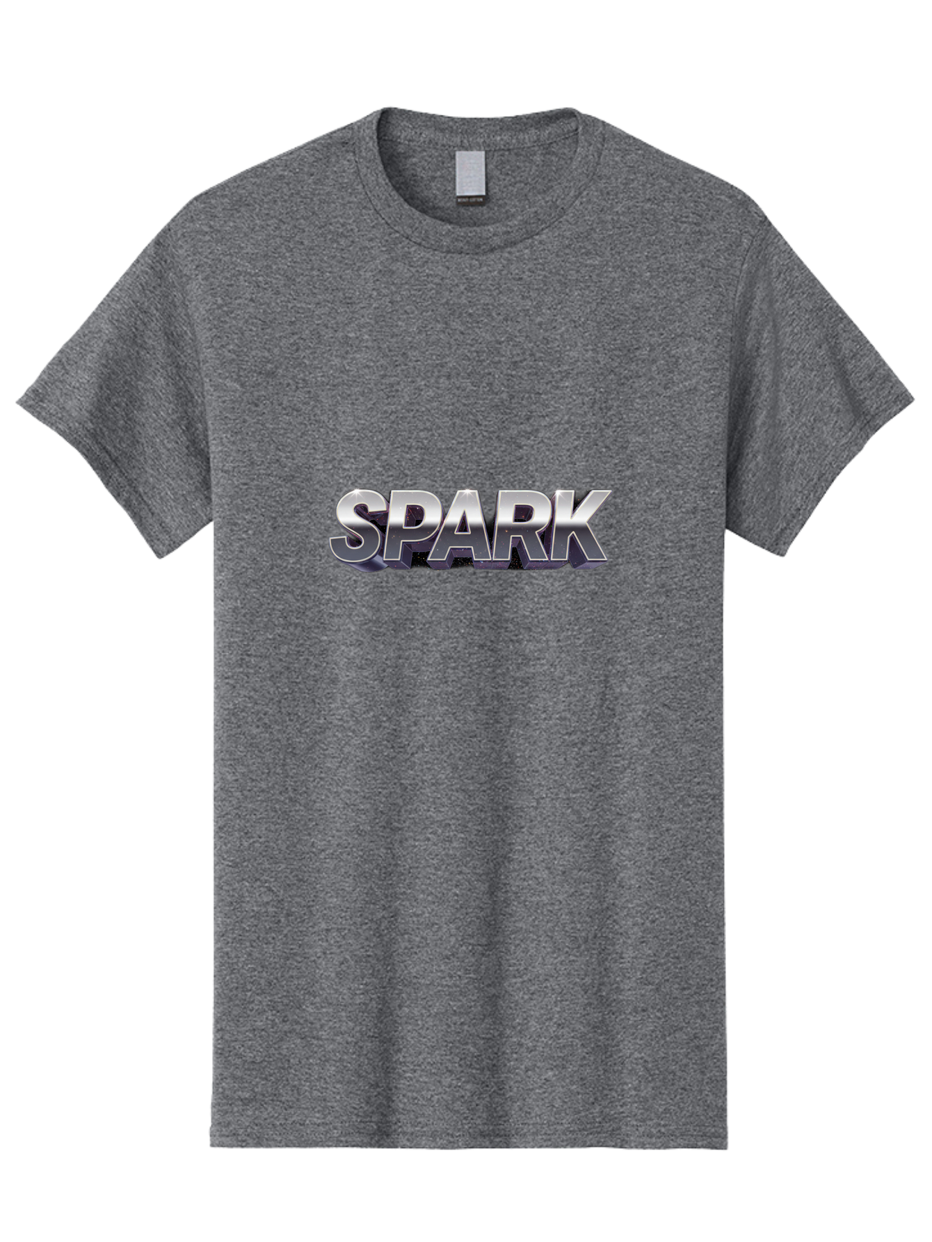 Spark Men'S Graphic Tee, 100% Cotton, Comfortable Casual Summer Wear, Machine Washable, Spark, Silver Text, Bold Font, Inspirational Quote, Motivation, Energy, Creativity, Dynamic Design, Modern Style Bab441
