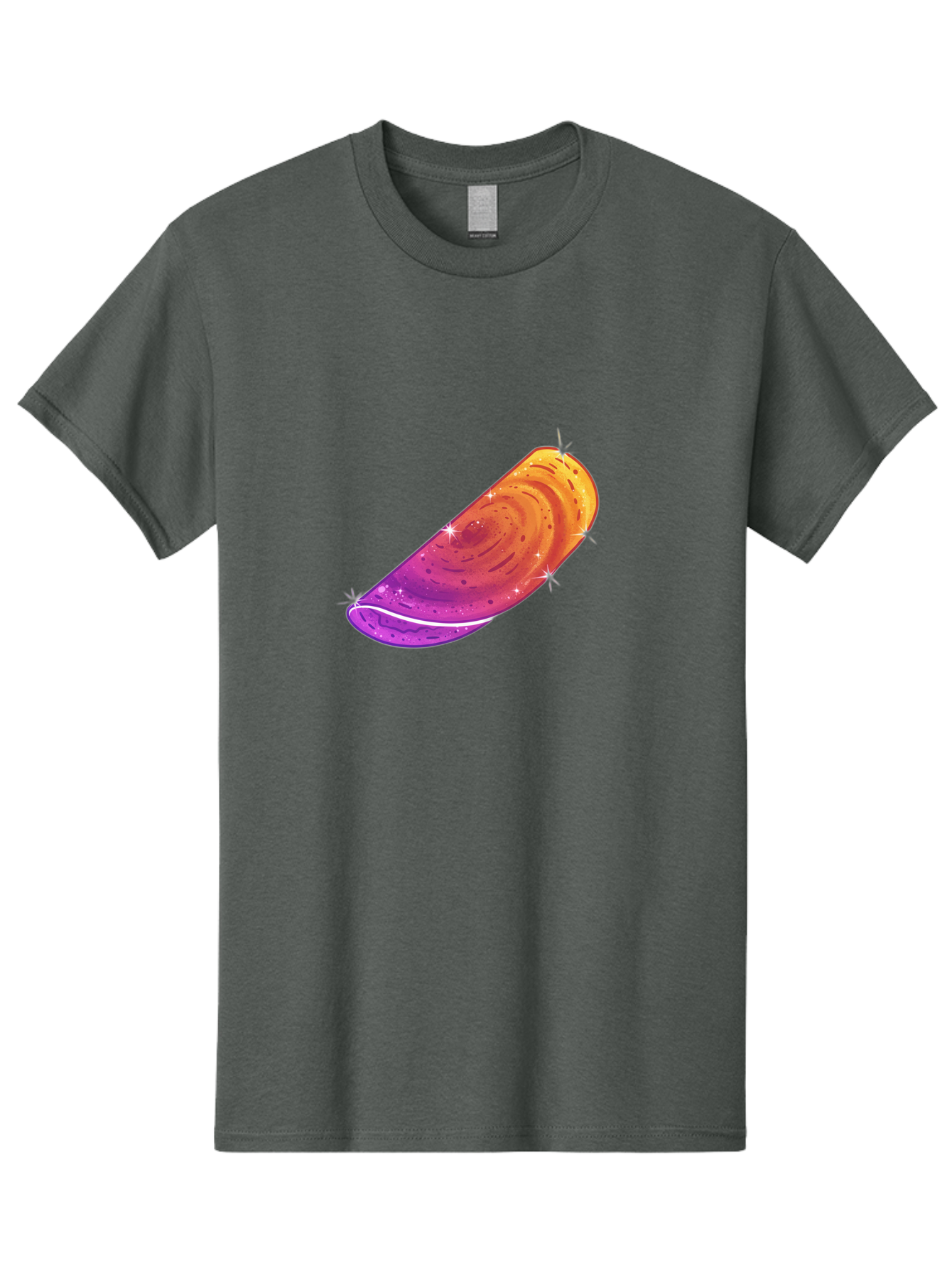 Sparkling-Dosa Men'S Graphic Tee, 100% Cotton, Comfortable Casual Summer Wear, Machine Washable, Vibrant Purple And Orange Design, Swirling Patterns, Shiny Surface, Sparkles, Mesmerizing Graphics, Abstract Art, Colorful Illustration, Bab442