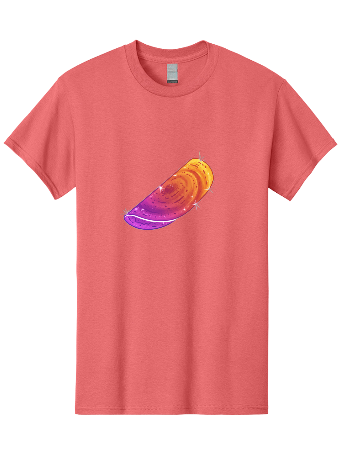 Sparkling-Dosa Men'S Graphic Tee, 100% Cotton, Comfortable Casual Summer Wear, Machine Washable, Vibrant Purple And Orange Design, Swirling Patterns, Shiny Surface, Sparkles, Mesmerizing Graphics, Abstract Art, Colorful Illustration, Bab442