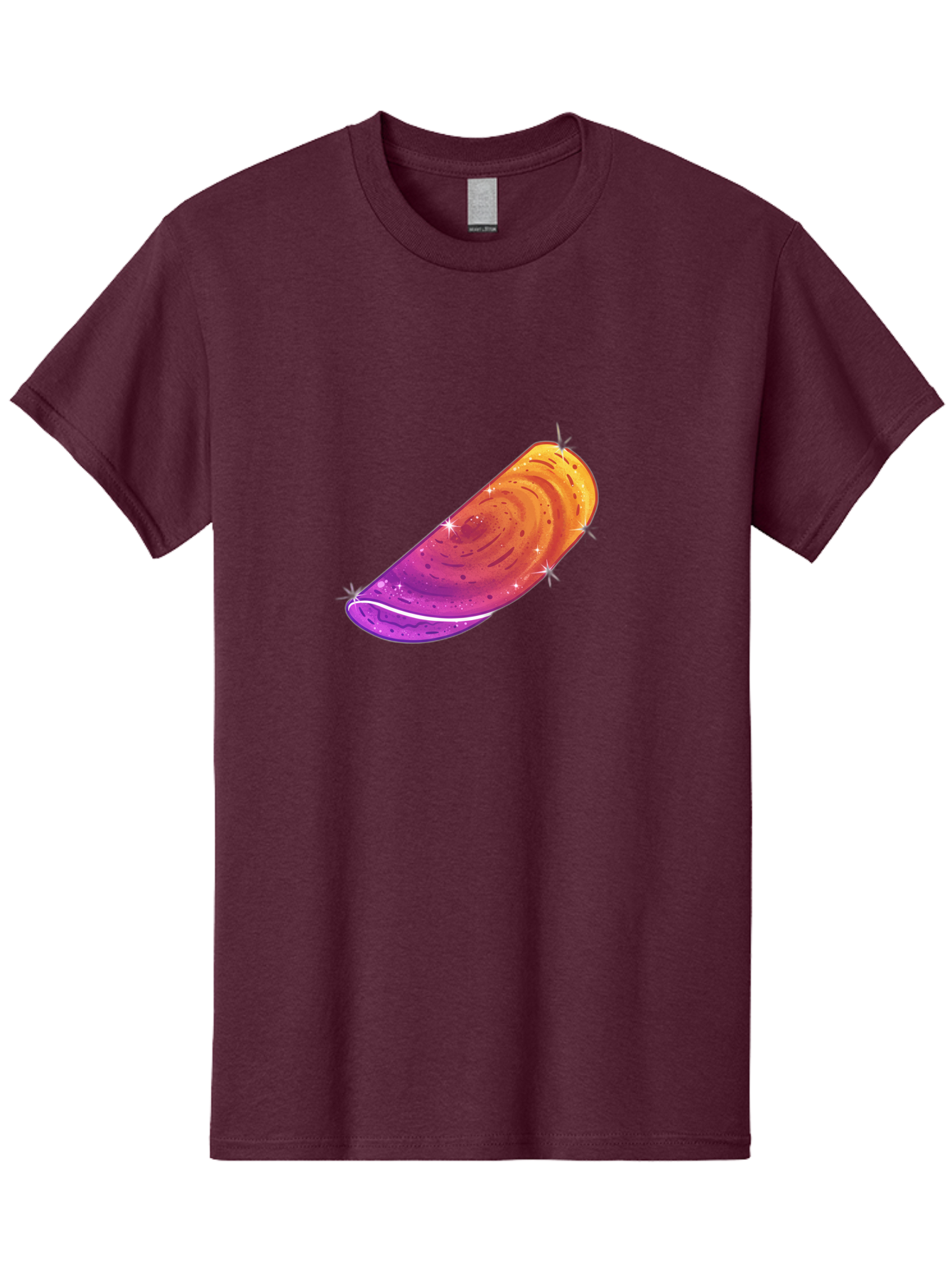 Sparkling-Dosa Men'S Graphic Tee, 100% Cotton, Comfortable Casual Summer Wear, Machine Washable, Vibrant Purple And Orange Design, Swirling Patterns, Shiny Surface, Sparkles, Mesmerizing Graphics, Abstract Art, Colorful Illustration, Bab442