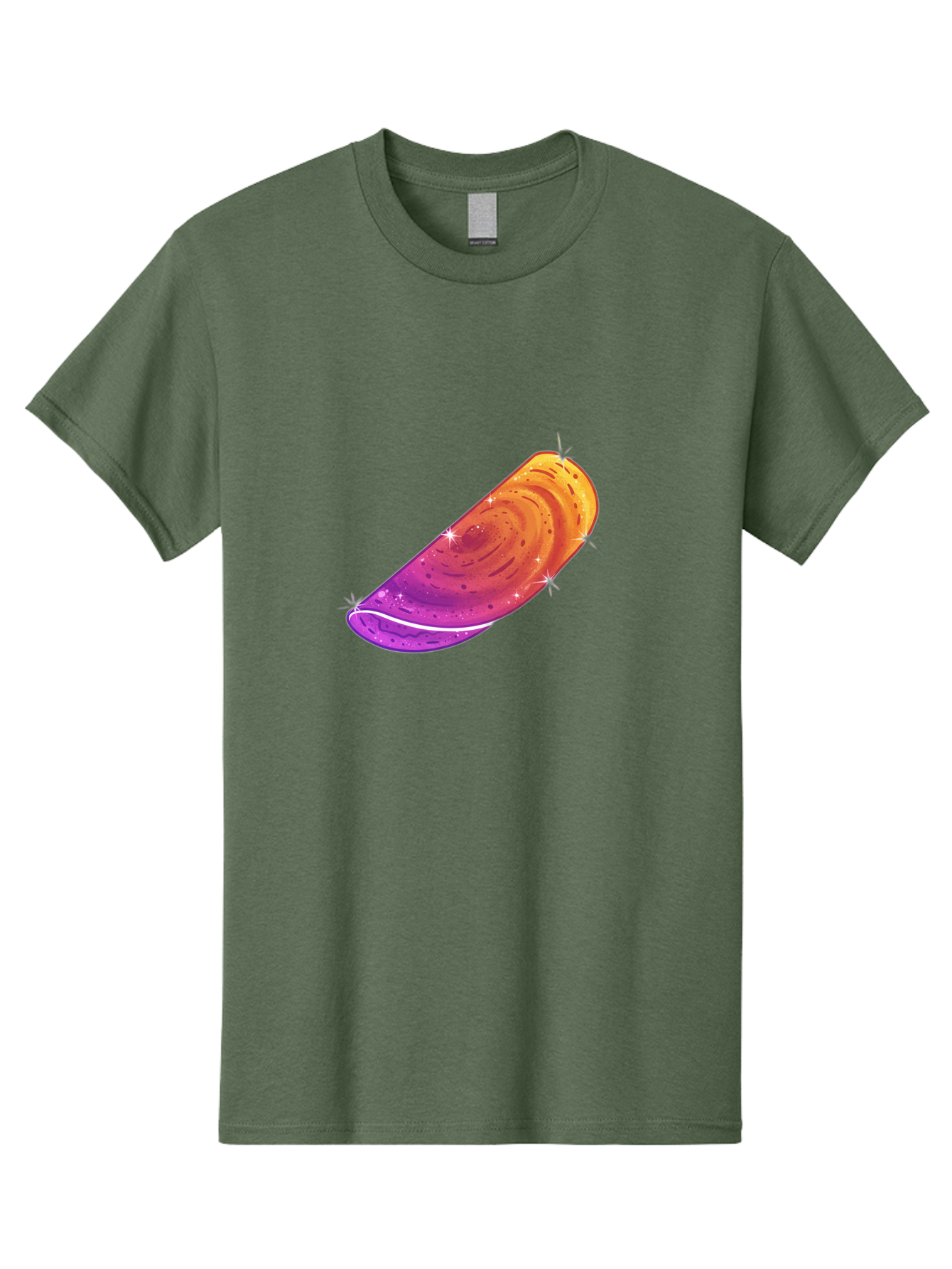 Sparkling-Dosa Men'S Graphic Tee, 100% Cotton, Comfortable Casual Summer Wear, Machine Washable, Vibrant Purple And Orange Design, Swirling Patterns, Shiny Surface, Sparkles, Mesmerizing Graphics, Abstract Art, Colorful Illustration, Bab442