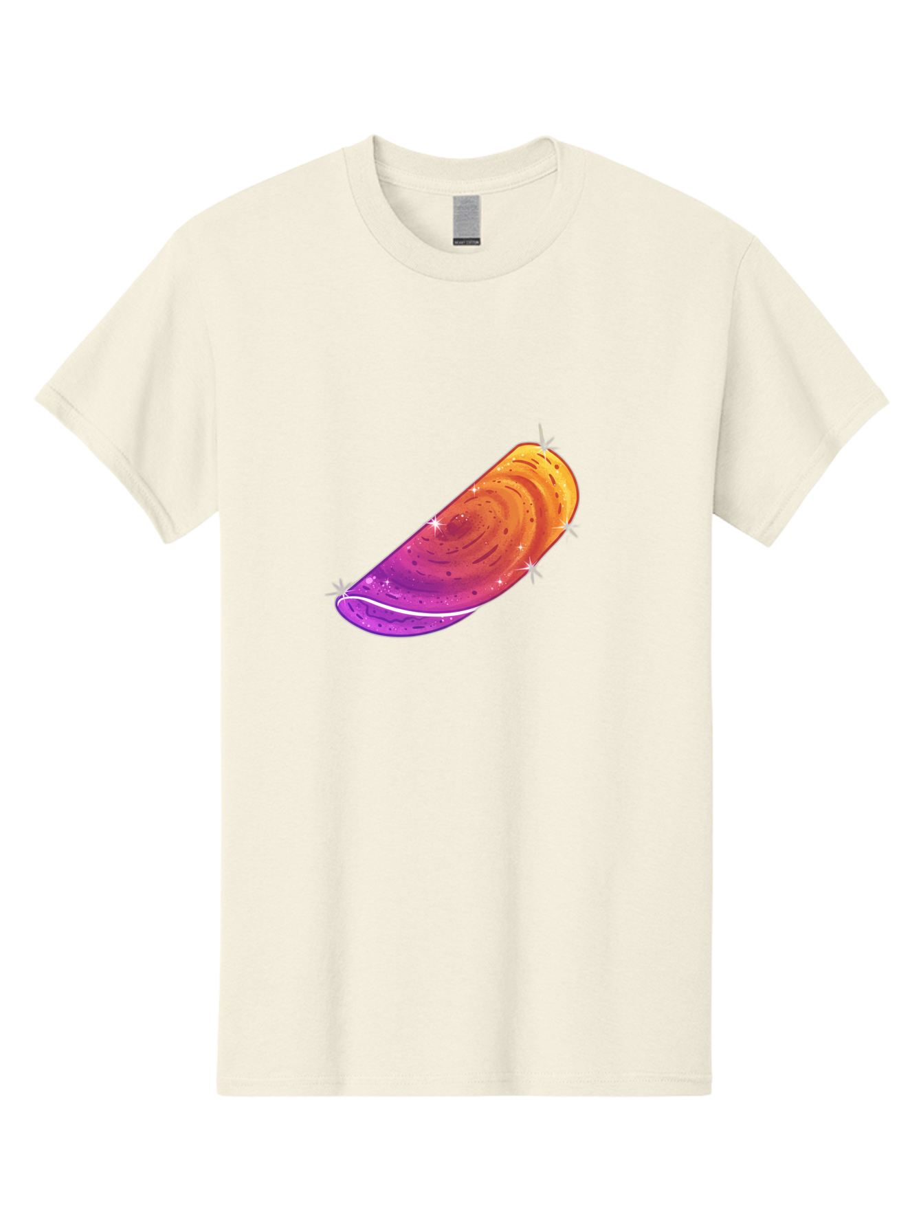 Sparkling-Dosa Men'S Graphic Tee, 100% Cotton, Comfortable Casual Summer Wear, Machine Washable, Vibrant Purple And Orange Design, Swirling Patterns, Shiny Surface, Sparkles, Mesmerizing Graphics, Abstract Art, Colorful Illustration, Bab442