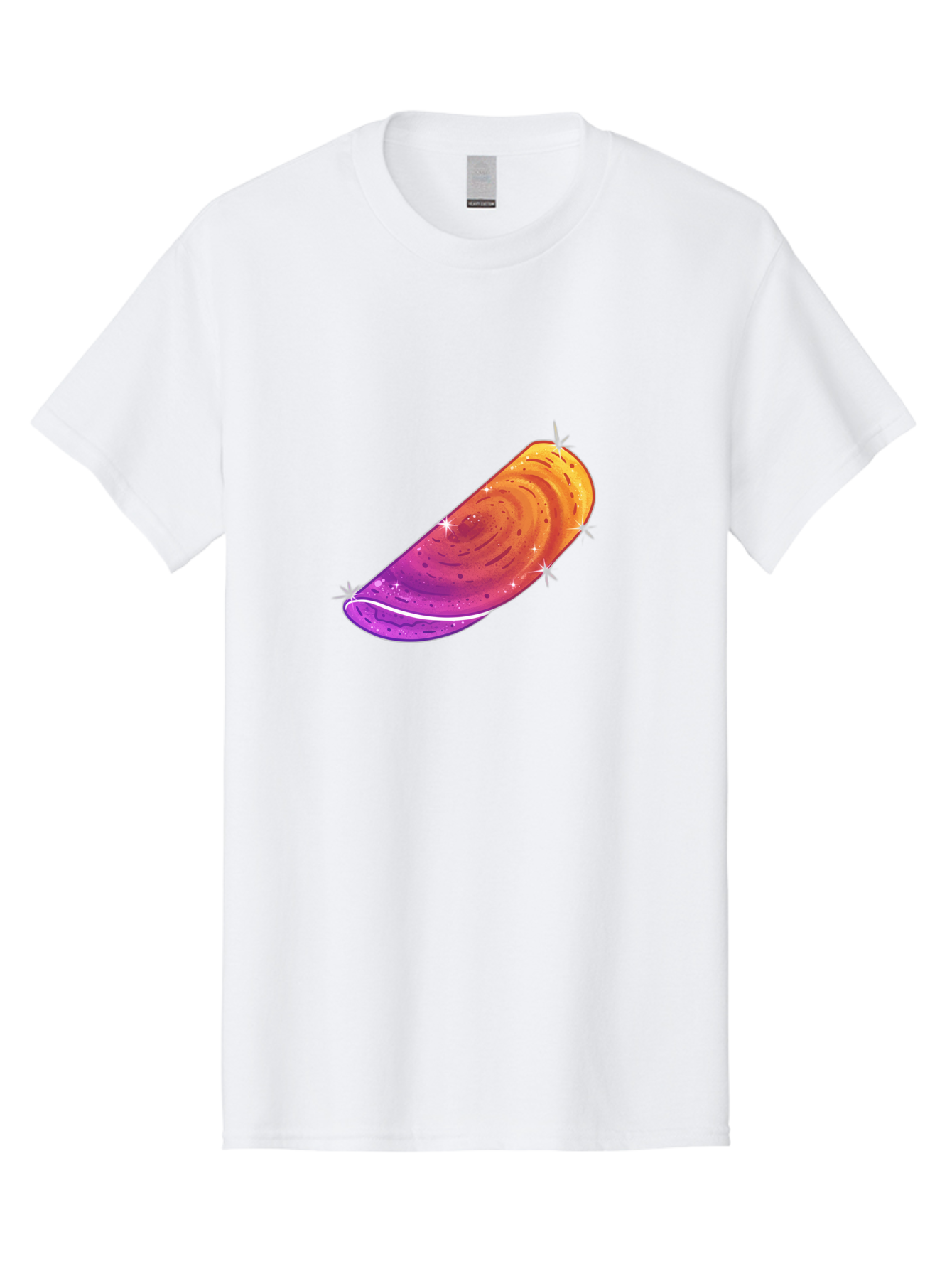 Sparkling-Dosa Men'S Graphic Tee, 100% Cotton, Comfortable Casual Summer Wear, Machine Washable, Vibrant Purple And Orange Design, Swirling Patterns, Shiny Surface, Sparkles, Mesmerizing Graphics, Abstract Art, Colorful Illustration, Bab442