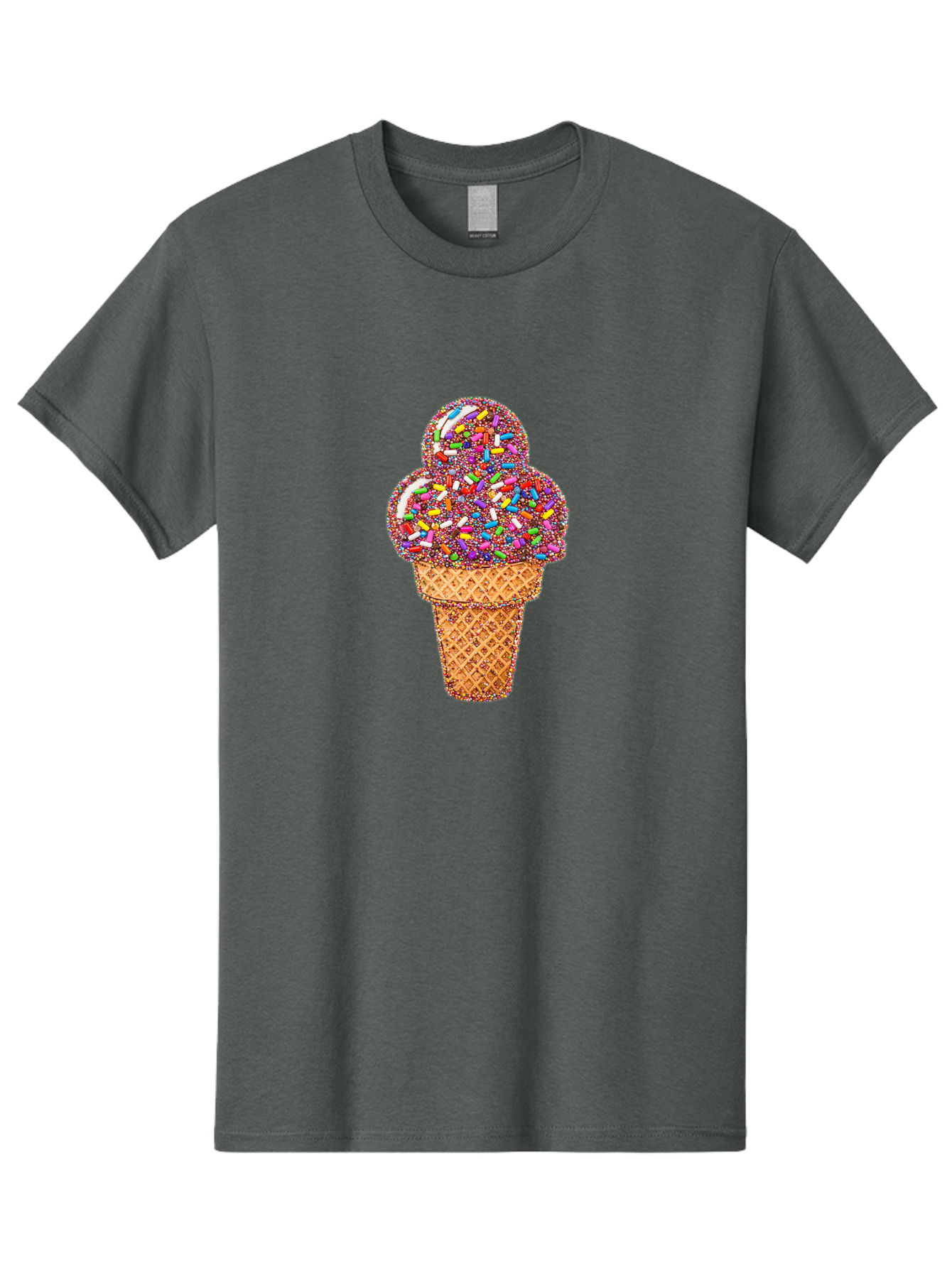 Sprinkle-Ice-Cream-Cone-1 Men'S Graphic Tee, 100% Cotton, Comfortable Casual Summer Wear, Machine Washable, Colorful Sprinkles, Ice Cream, Sweet Treats, Dessert, Waffle Cone, Rainbow Colors, Sprinkles Overload, Fun Snack, Sweet Delight, Candy, Bab443
