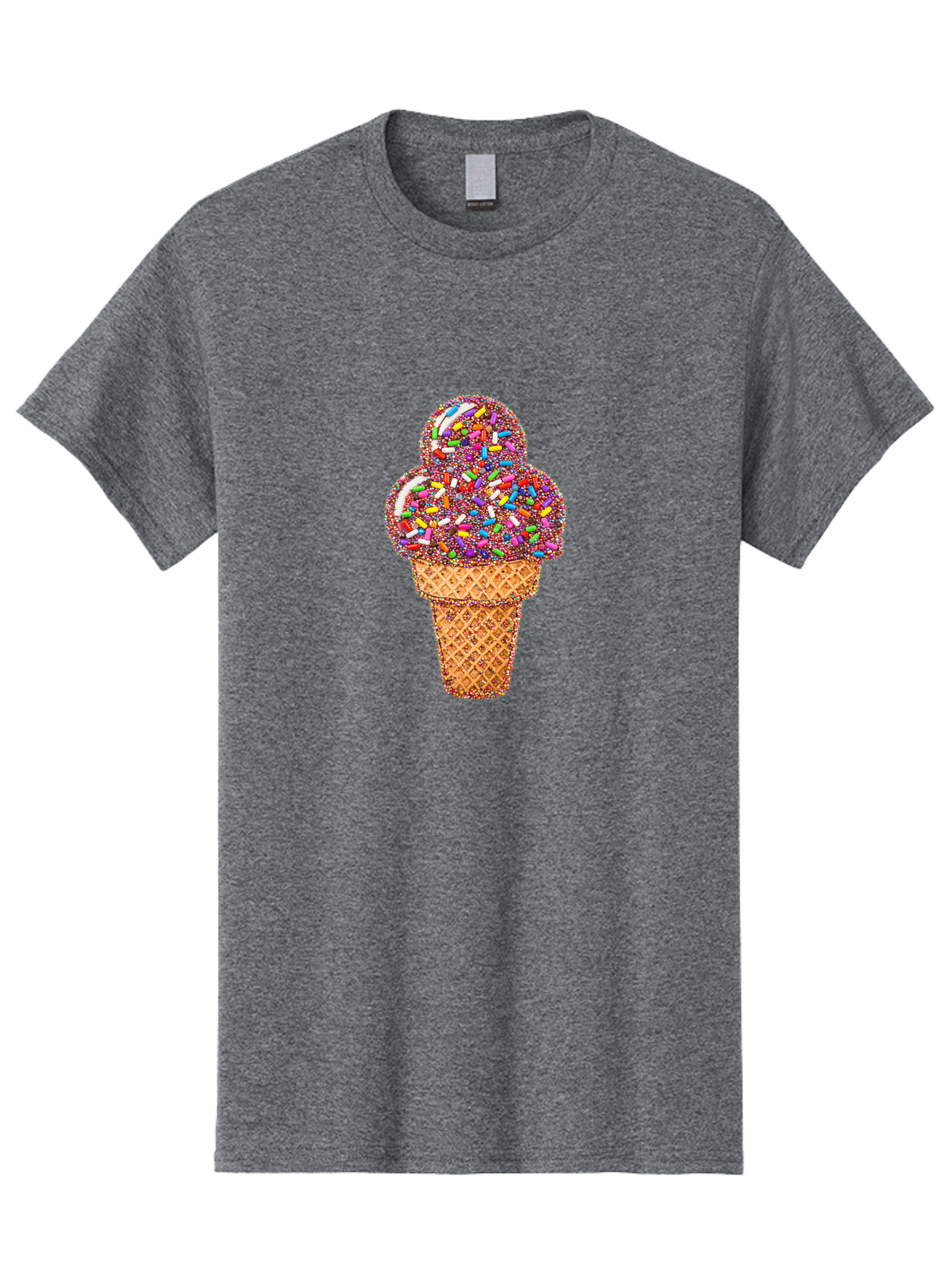 Sprinkle-Ice-Cream-Cone-1 Men'S Graphic Tee, 100% Cotton, Comfortable Casual Summer Wear, Machine Washable, Colorful Sprinkles, Ice Cream, Sweet Treats, Dessert, Waffle Cone, Rainbow Colors, Sprinkles Overload, Fun Snack, Sweet Delight, Candy, Bab443