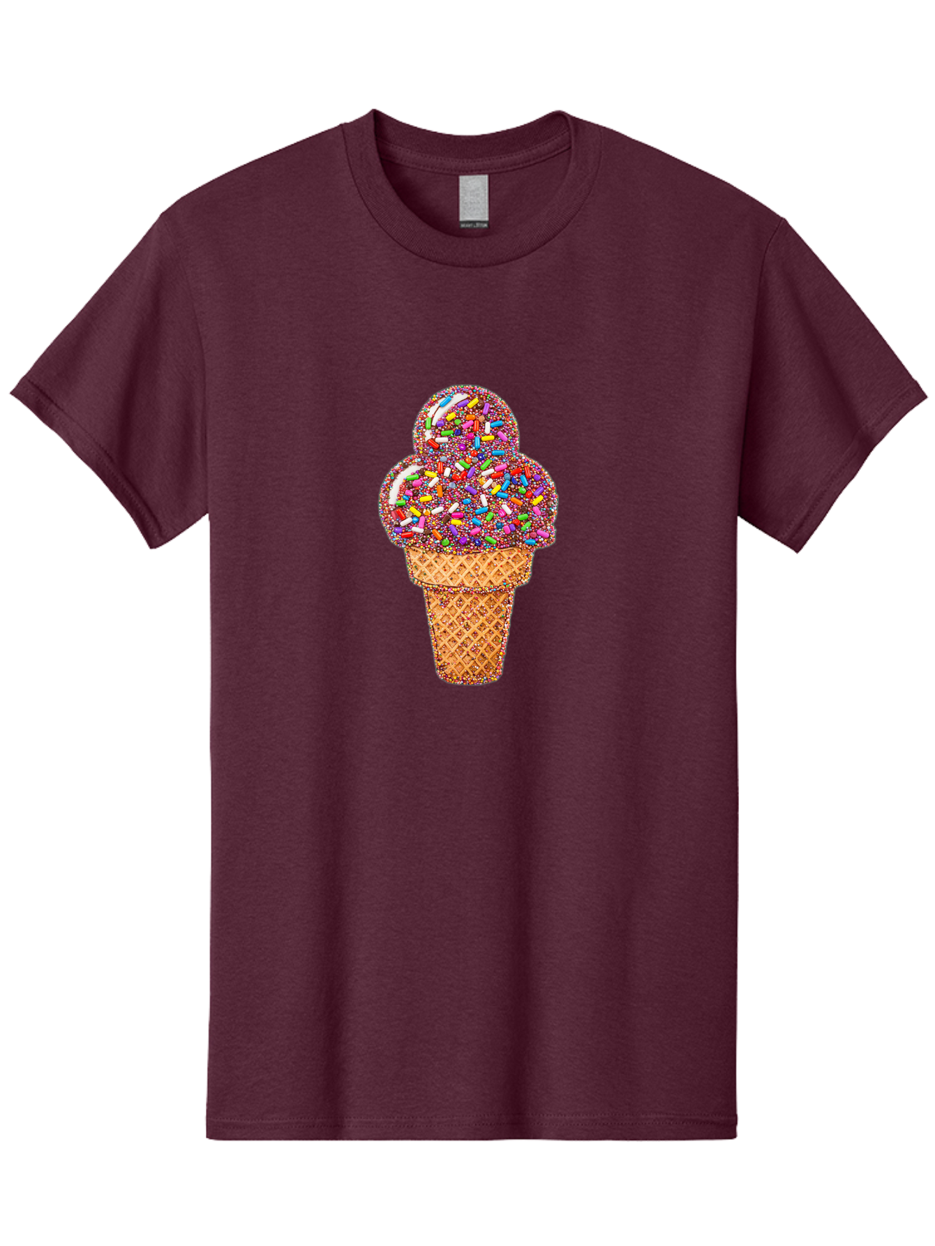 Sprinkle-Ice-Cream-Cone-1 Men'S Graphic Tee, 100% Cotton, Comfortable Casual Summer Wear, Machine Washable, Colorful Sprinkles, Ice Cream, Sweet Treats, Dessert, Waffle Cone, Rainbow Colors, Sprinkles Overload, Fun Snack, Sweet Delight, Candy, Bab443