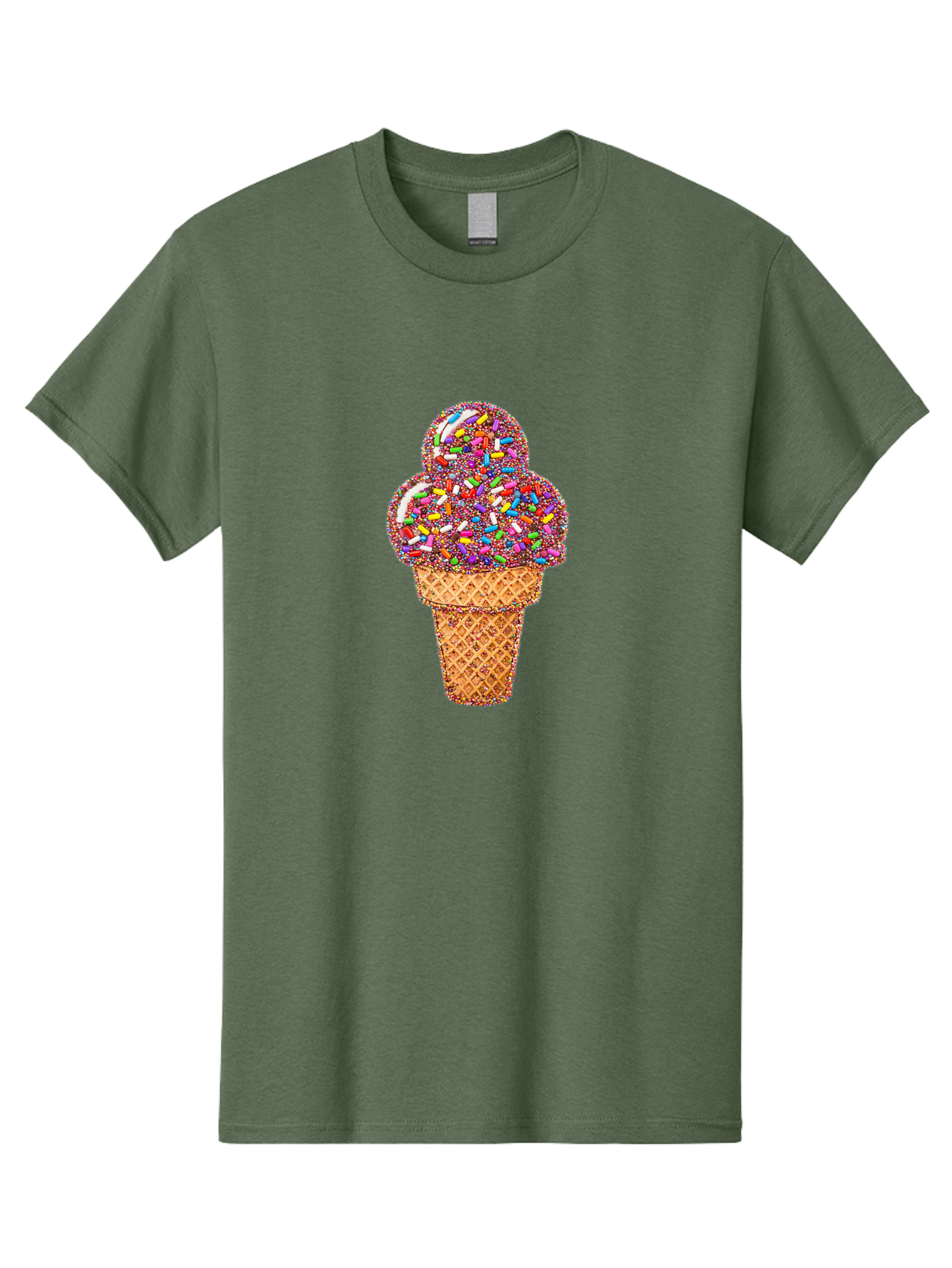 Sprinkle-Ice-Cream-Cone-1 Men'S Graphic Tee, 100% Cotton, Comfortable Casual Summer Wear, Machine Washable, Colorful Sprinkles, Ice Cream, Sweet Treats, Dessert, Waffle Cone, Rainbow Colors, Sprinkles Overload, Fun Snack, Sweet Delight, Candy, Bab443