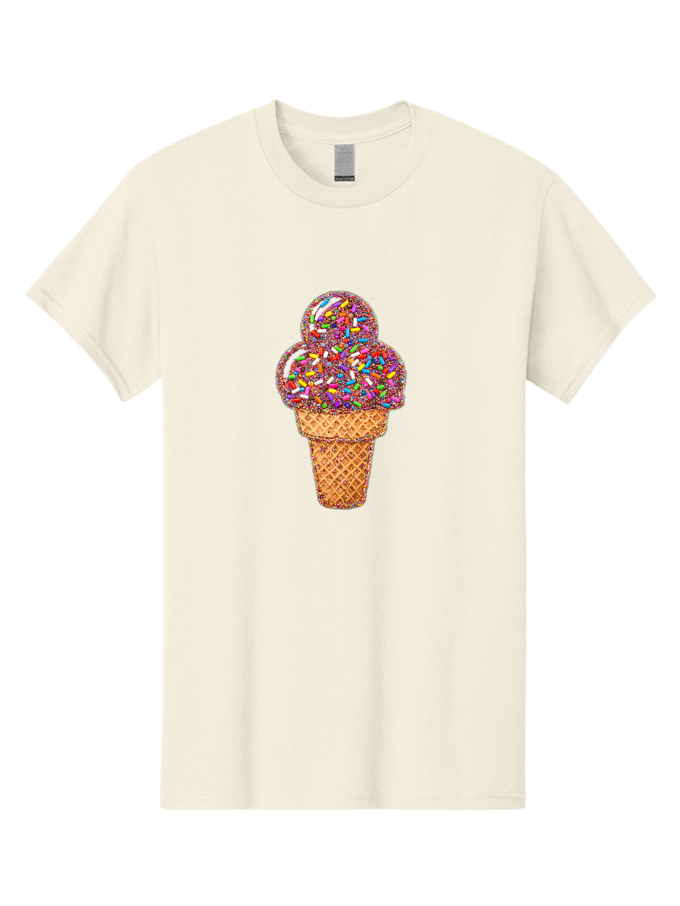 Sprinkle-Ice-Cream-Cone-1 Men'S Graphic Tee, 100% Cotton, Comfortable Casual Summer Wear, Machine Washable, Colorful Sprinkles, Ice Cream, Sweet Treats, Dessert, Waffle Cone, Rainbow Colors, Sprinkles Overload, Fun Snack, Sweet Delight, Candy, Bab443