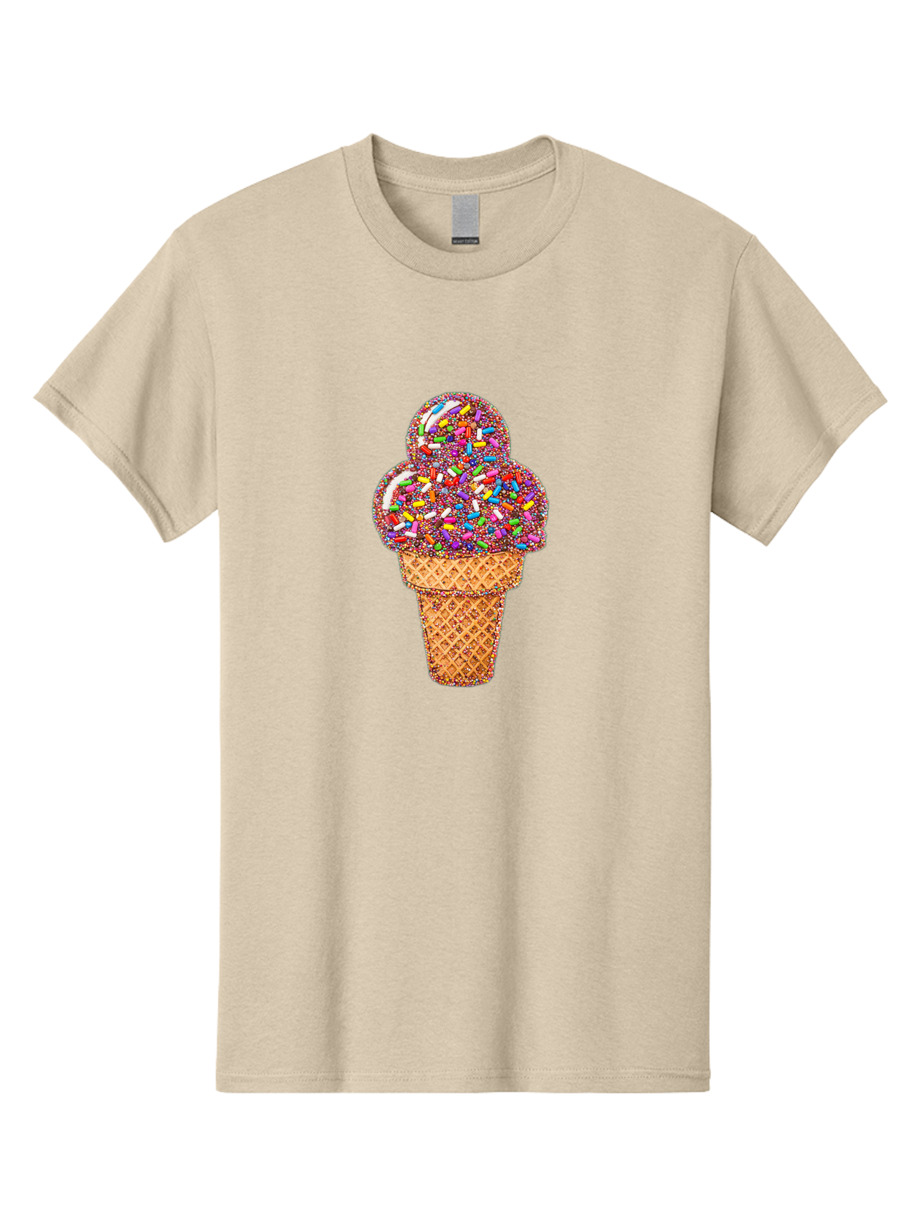 Sprinkle-Ice-Cream-Cone-1 Men'S Graphic Tee, 100% Cotton, Comfortable Casual Summer Wear, Machine Washable, Colorful Sprinkles, Ice Cream, Sweet Treats, Dessert, Waffle Cone, Rainbow Colors, Sprinkles Overload, Fun Snack, Sweet Delight, Candy, Bab443
