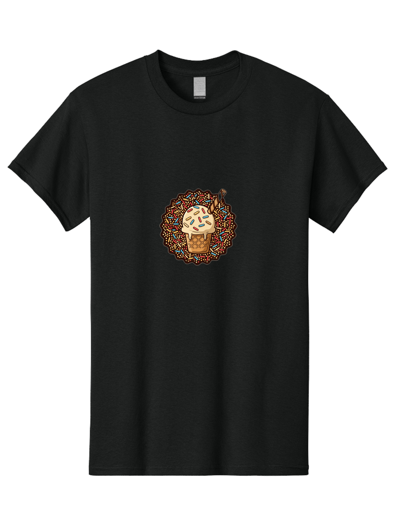 Sprinkle-Ice-Cream-Cone Men'S Graphic Tee, 100% Cotton, Comfortable Casual Summer Wear, Machine Washable, Ice Cream Cone, Rainbow Sprinkles, Melting Ice Cream, Sweet Treats, Dessert Delights, Colorful Toppings, Tasty Indulgence, Bab444