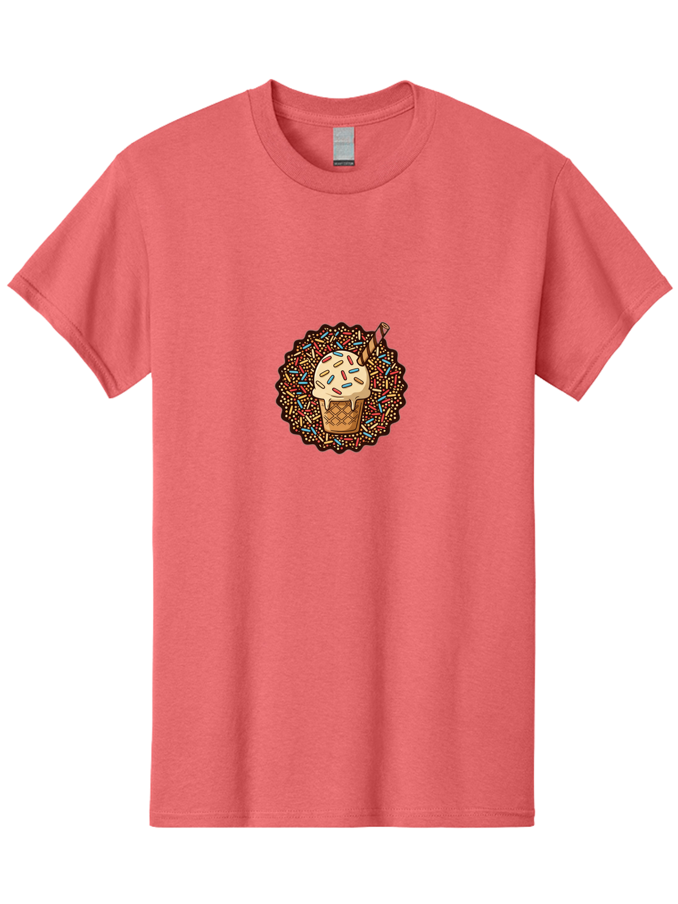 Sprinkle-Ice-Cream-Cone Men'S Graphic Tee, 100% Cotton, Comfortable Casual Summer Wear, Machine Washable, Ice Cream Cone, Rainbow Sprinkles, Melting Ice Cream, Sweet Treats, Dessert Delights, Colorful Toppings, Tasty Indulgence, Bab444