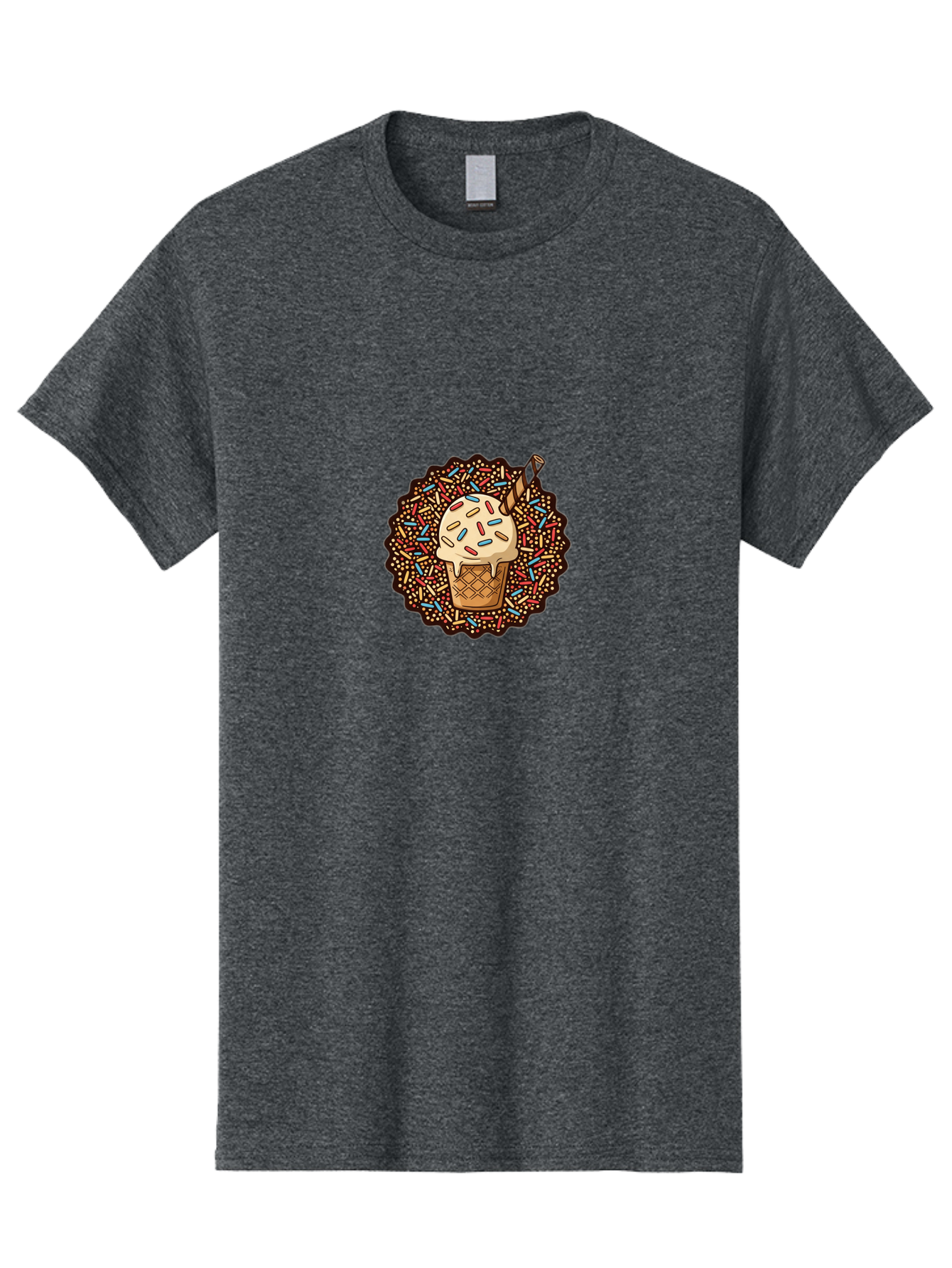 Sprinkle-Ice-Cream-Cone Men'S Graphic Tee, 100% Cotton, Comfortable Casual Summer Wear, Machine Washable, Ice Cream Cone, Rainbow Sprinkles, Melting Ice Cream, Sweet Treats, Dessert Delights, Colorful Toppings, Tasty Indulgence, Bab444