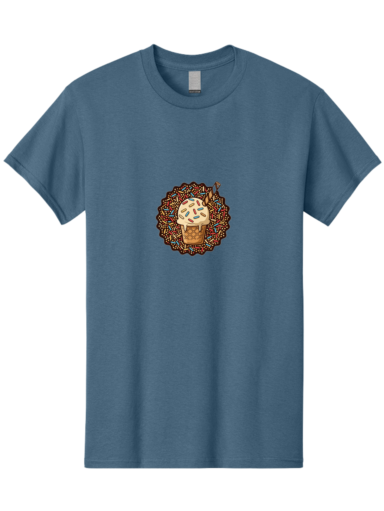 Sprinkle-Ice-Cream-Cone Men'S Graphic Tee, 100% Cotton, Comfortable Casual Summer Wear, Machine Washable, Ice Cream Cone, Rainbow Sprinkles, Melting Ice Cream, Sweet Treats, Dessert Delights, Colorful Toppings, Tasty Indulgence, Bab444