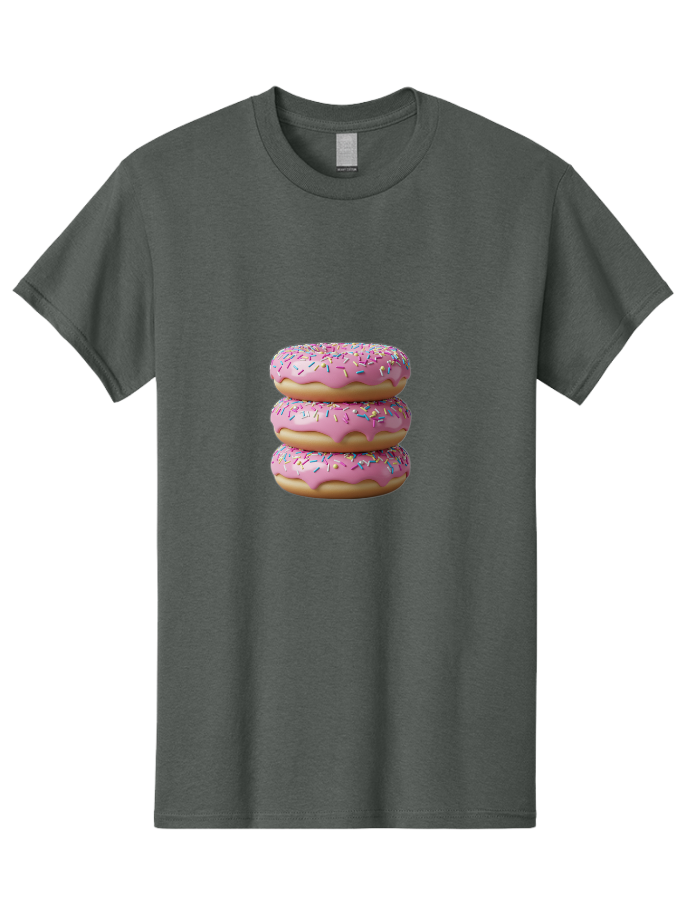 Stacked-Donuts Men'S Graphic Tee, 100% Cotton, Comfortable Casual Summer Wear, Machine Washable, Pink Frosted Donuts, Donuts With Sprinkles, Sweet Treats, Dessert Donuts, Colorful Donuts, Baked Goods, Tasty Pastries, Donut Stack, Sweet Tooth, Bab450