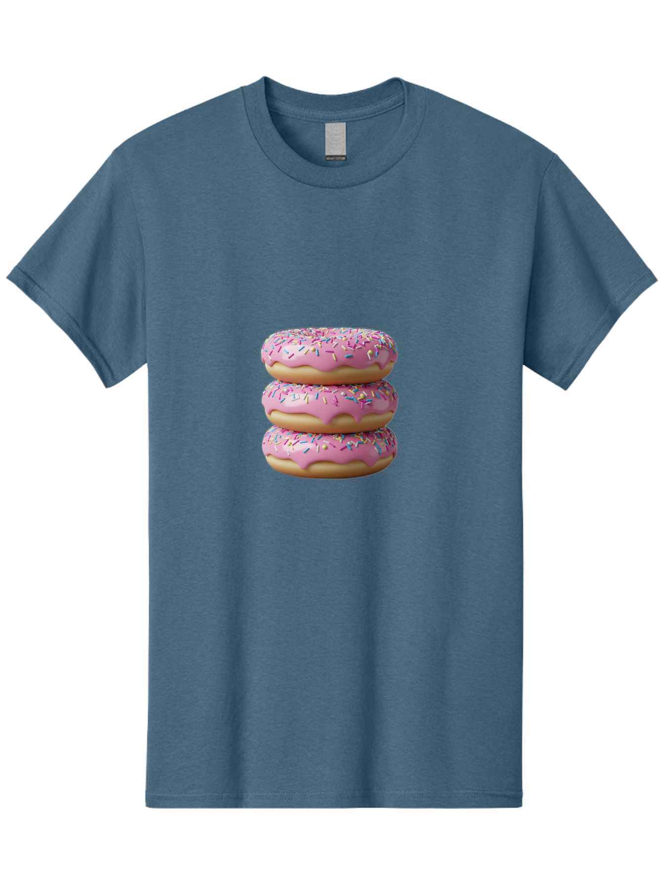 Stacked-Donuts Men'S Graphic Tee, 100% Cotton, Comfortable Casual Summer Wear, Machine Washable, Pink Frosted Donuts, Donuts With Sprinkles, Sweet Treats, Dessert Donuts, Colorful Donuts, Baked Goods, Tasty Pastries, Donut Stack, Sweet Tooth, Bab450