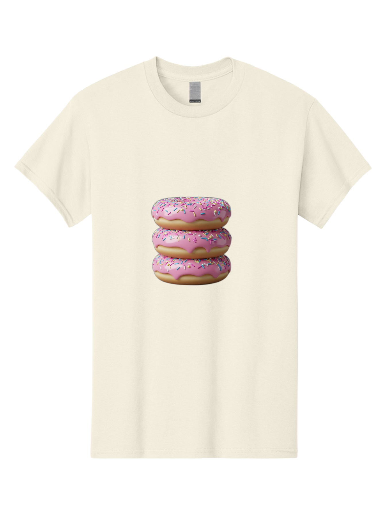 Stacked-Donuts Men'S Graphic Tee, 100% Cotton, Comfortable Casual Summer Wear, Machine Washable, Pink Frosted Donuts, Donuts With Sprinkles, Sweet Treats, Dessert Donuts, Colorful Donuts, Baked Goods, Tasty Pastries, Donut Stack, Sweet Tooth, Bab450