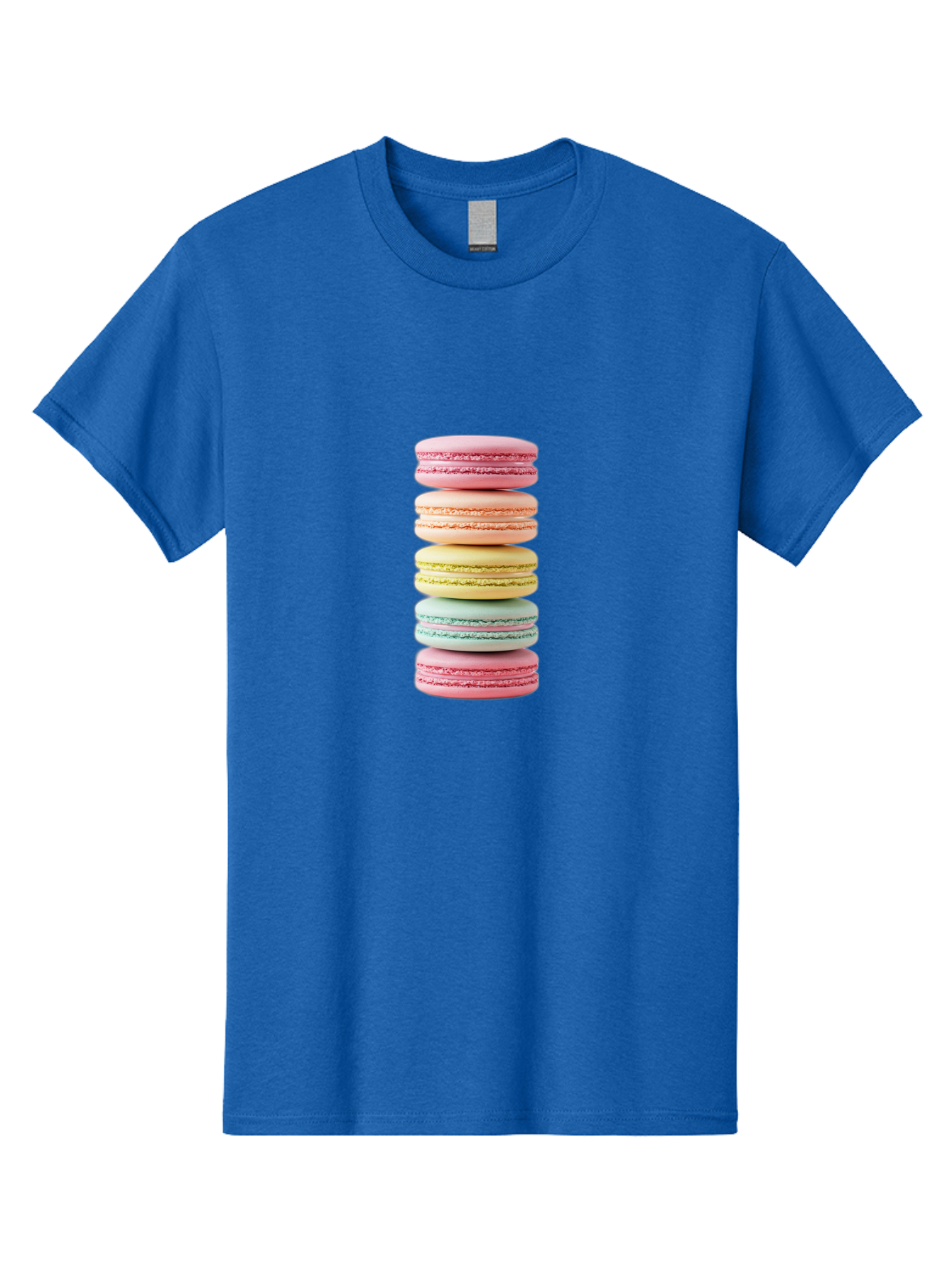 Stacked-Macarons-1 Men'S Graphic Tee, 100% Cotton, Comfortable Casual Summer Wear, Machine Washable, Colorful Macarons, Pastel Colors, Stacked Treats, Sweet Delights, Dessert Lovers, Macaron Tower, French Patisserie, Colorful Sweets, Bab451