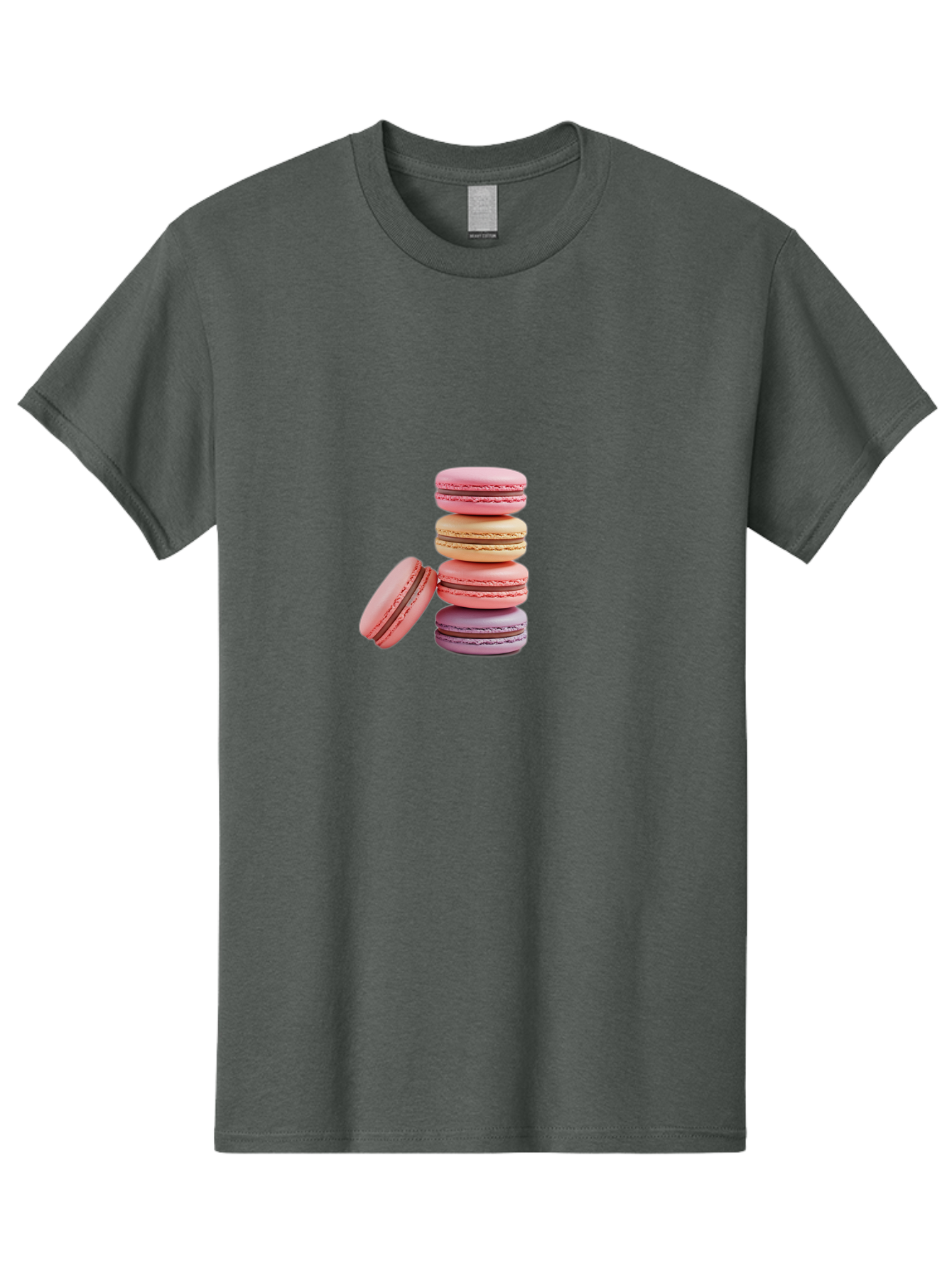 Stacked-Macarons-2 Men'S Graphic Tee, 100% Cotton, Comfortable Casual Summer Wear, Machine Washable, Assorted Macarons, Pastel Colors, French Desserts, Sweets, Desserts, Macaron Stack, Confectionery, Delicate Cookies, Sweet Treats, Bab452