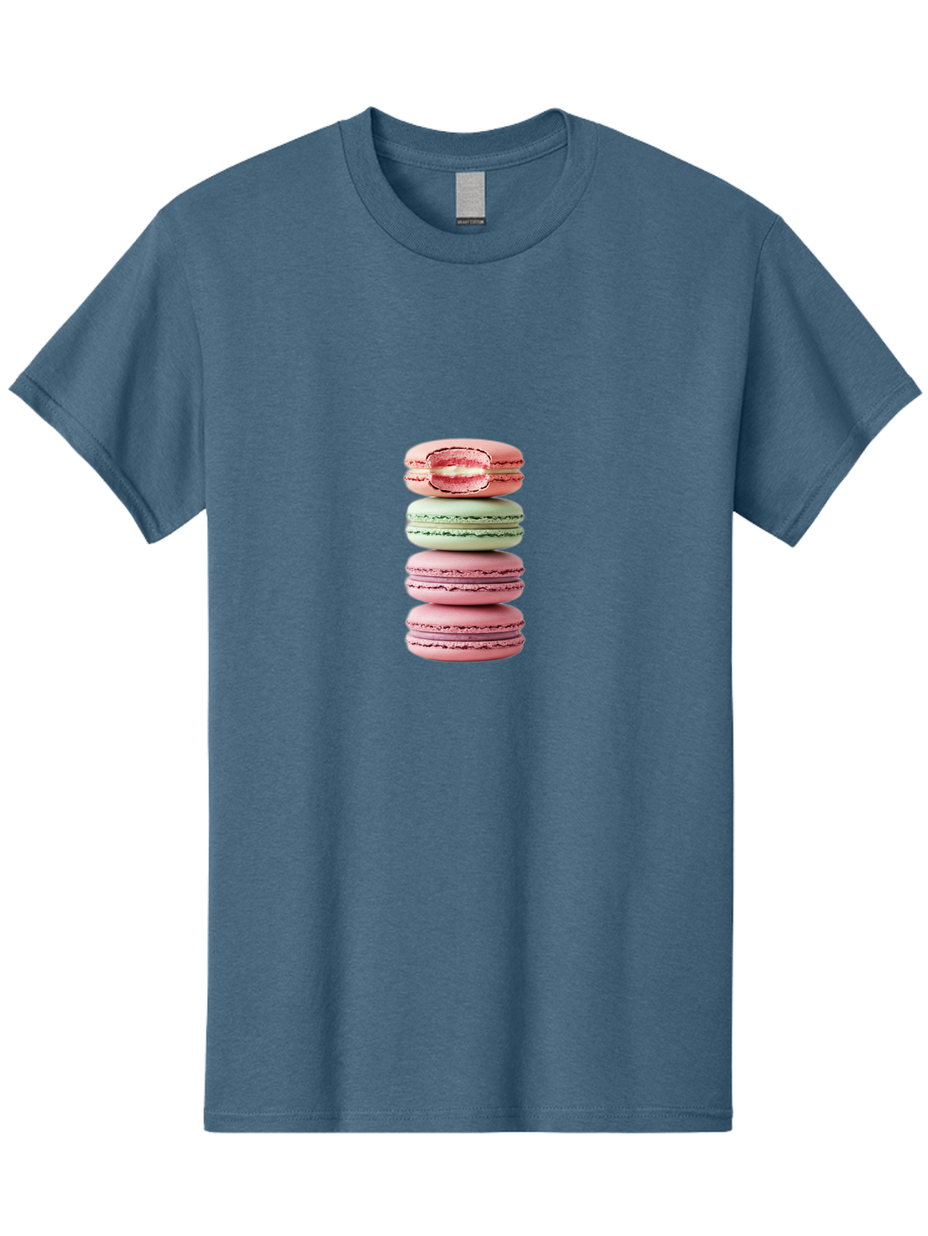 Stacked-Macarons Men'S Graphic Tee, 100% Cotton, Comfortable Casual Summer Wear, Machine Washable, Pink And Green Macarons, Stacked Macarons, French Patisserie, Sweet Treats, Delicate Desserts, Colorful Cookies, Tasty Macarons Bab455