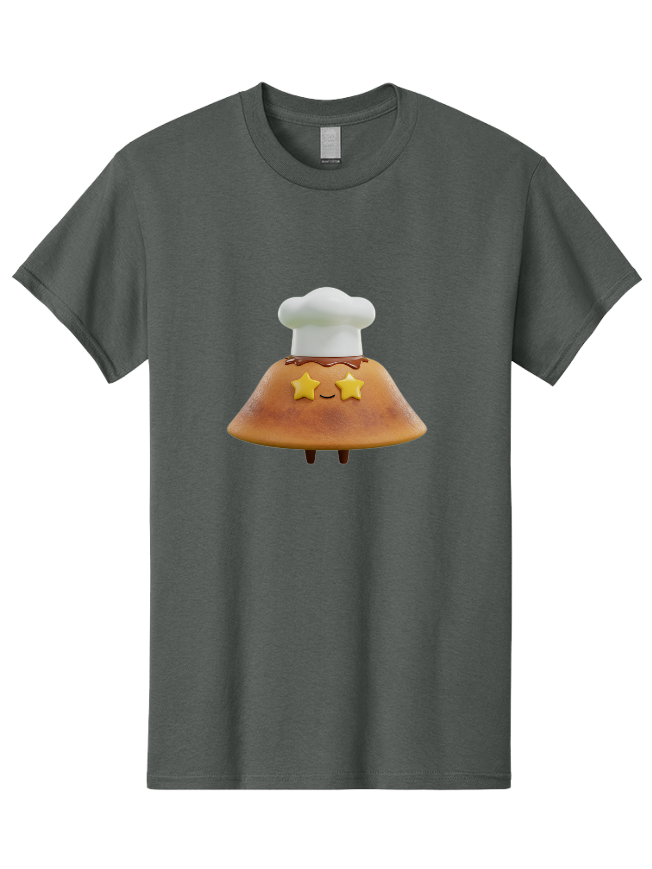 Star-Dosa Men'S Graphic Tee, 100% Cotton, Comfortable Casual Summer Wear, Machine Washable, Smiling Pancake, Chef Hat, Yellow Stars, Chocolate Sauce, Cute Breakfast Food, Adorable Cartoon Character, Fluffy Pancake, Happy Face, Breakfast Theme Bab457