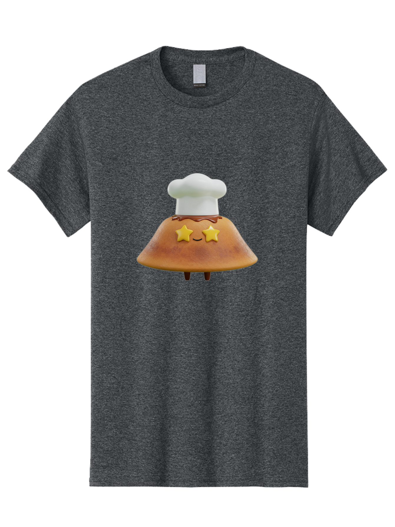 Star-Dosa Men'S Graphic Tee, 100% Cotton, Comfortable Casual Summer Wear, Machine Washable, Smiling Pancake, Chef Hat, Yellow Stars, Chocolate Sauce, Cute Breakfast Food, Adorable Cartoon Character, Fluffy Pancake, Happy Face, Breakfast Theme Bab457