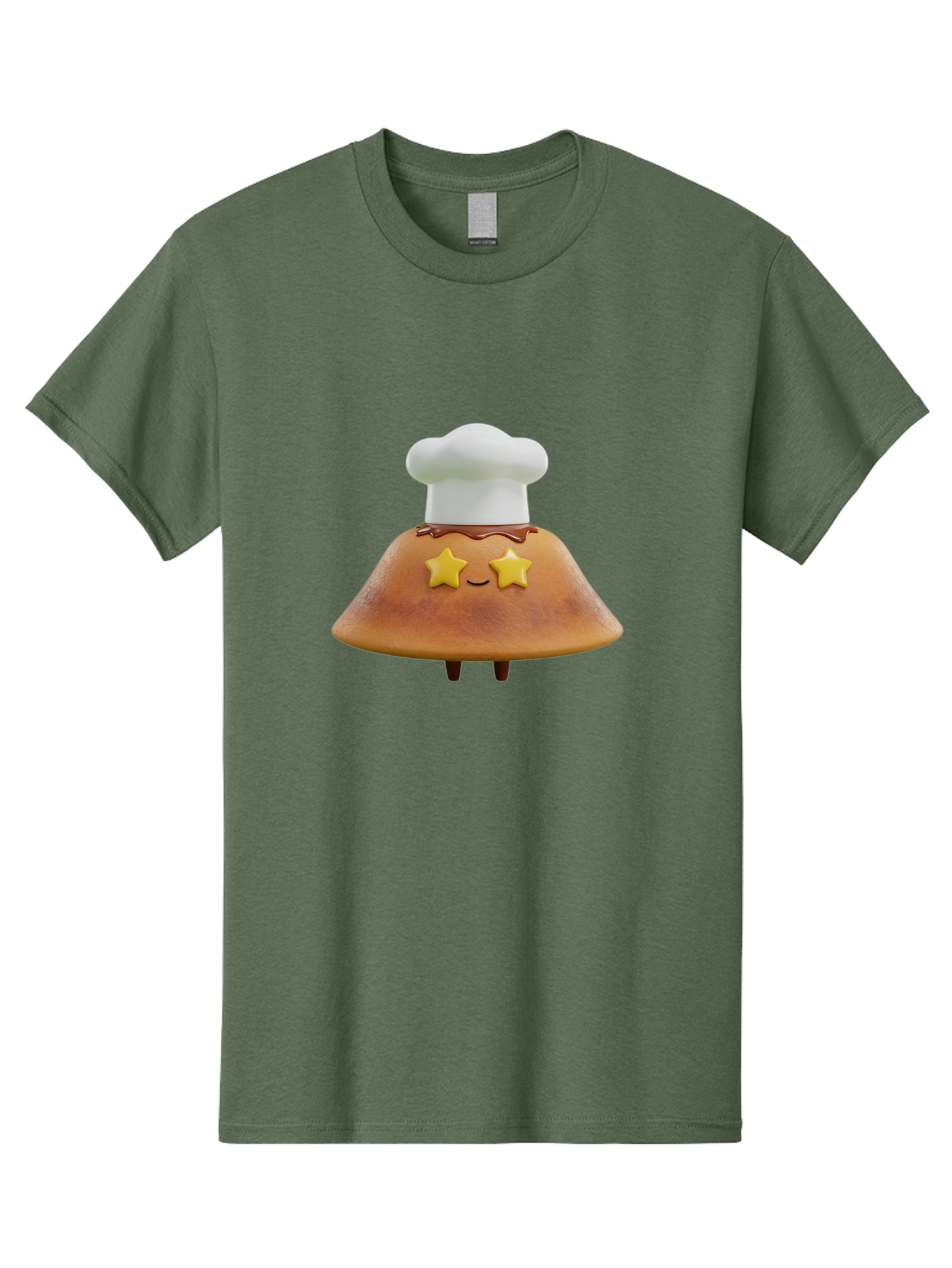 Star-Dosa Men'S Graphic Tee, 100% Cotton, Comfortable Casual Summer Wear, Machine Washable, Smiling Pancake, Chef Hat, Yellow Stars, Chocolate Sauce, Cute Breakfast Food, Adorable Cartoon Character, Fluffy Pancake, Happy Face, Breakfast Theme Bab457