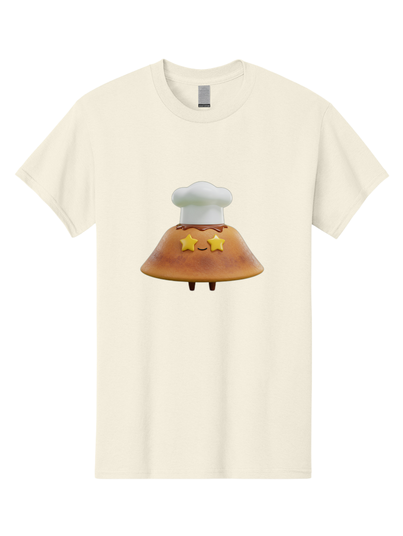 Star-Dosa Men'S Graphic Tee, 100% Cotton, Comfortable Casual Summer Wear, Machine Washable, Smiling Pancake, Chef Hat, Yellow Stars, Chocolate Sauce, Cute Breakfast Food, Adorable Cartoon Character, Fluffy Pancake, Happy Face, Breakfast Theme Bab457