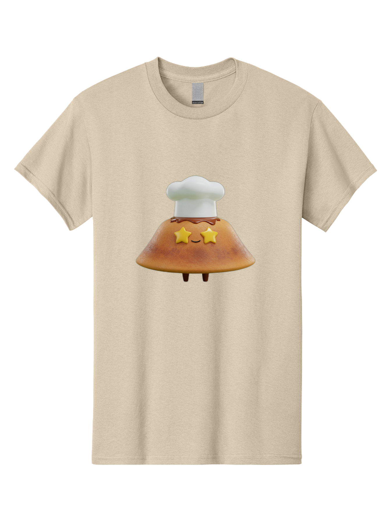 Star-Dosa Men'S Graphic Tee, 100% Cotton, Comfortable Casual Summer Wear, Machine Washable, Smiling Pancake, Chef Hat, Yellow Stars, Chocolate Sauce, Cute Breakfast Food, Adorable Cartoon Character, Fluffy Pancake, Happy Face, Breakfast Theme Bab457